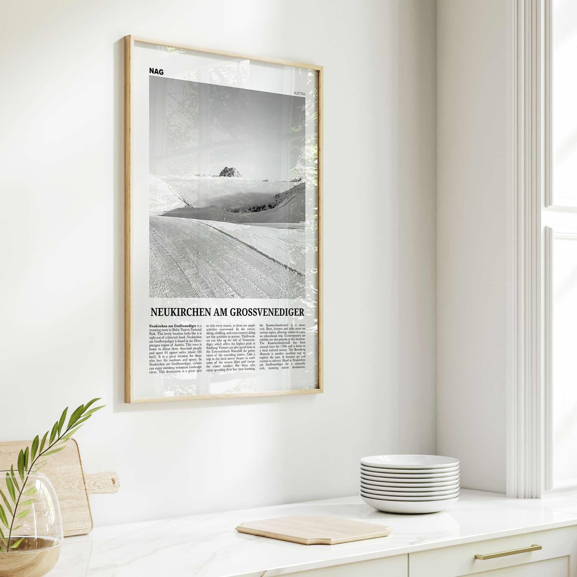 Neukirchen Am Grossvenediger Print Black and White, Neukirchen am Großvenediger Wall Art, Neukirchen Poster, Neukirchen Photo, Austria