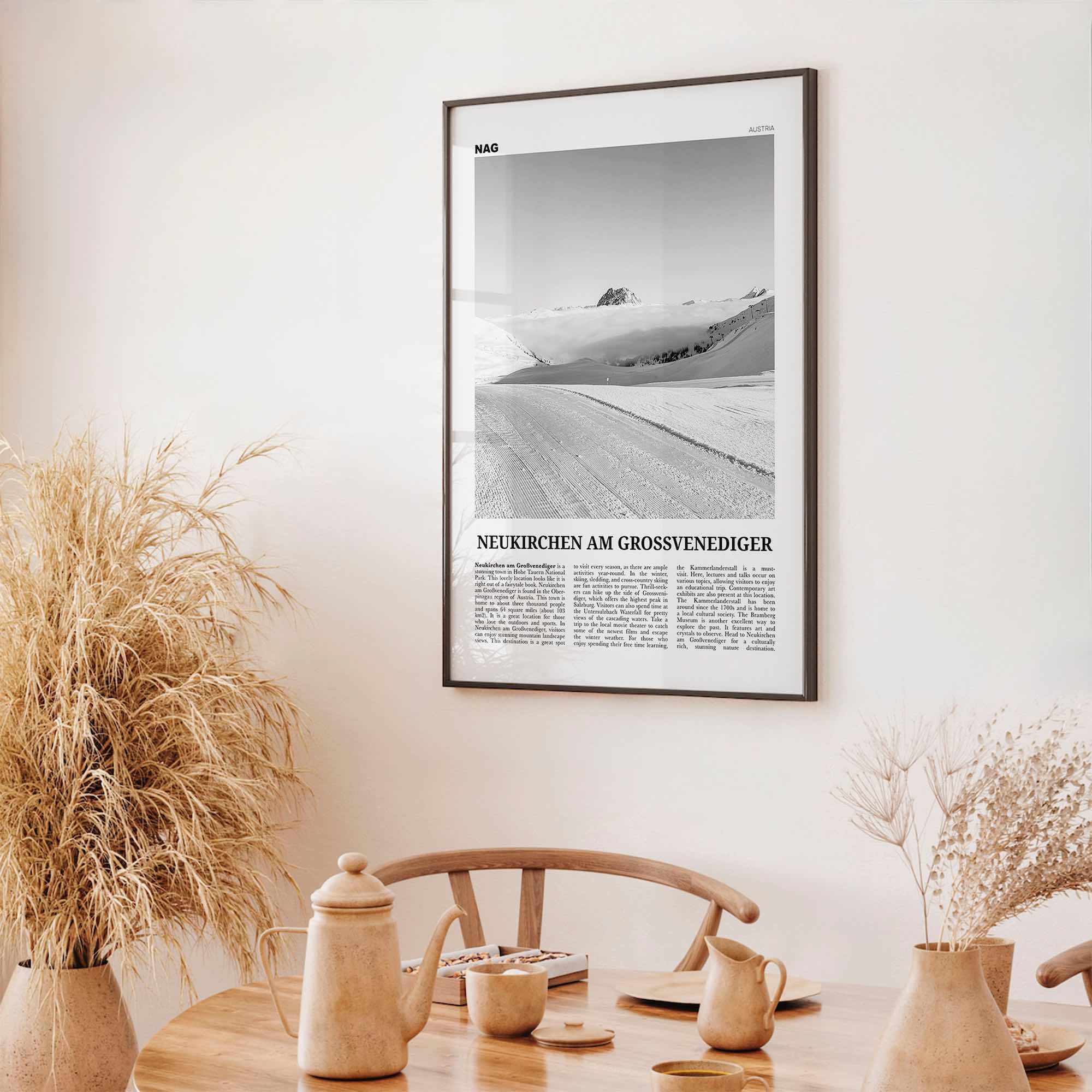 Neukirchen Am Grossvenediger Print Black and White, Neukirchen am Großvenediger Wall Art, Neukirchen Poster, Neukirchen Photo, Austria