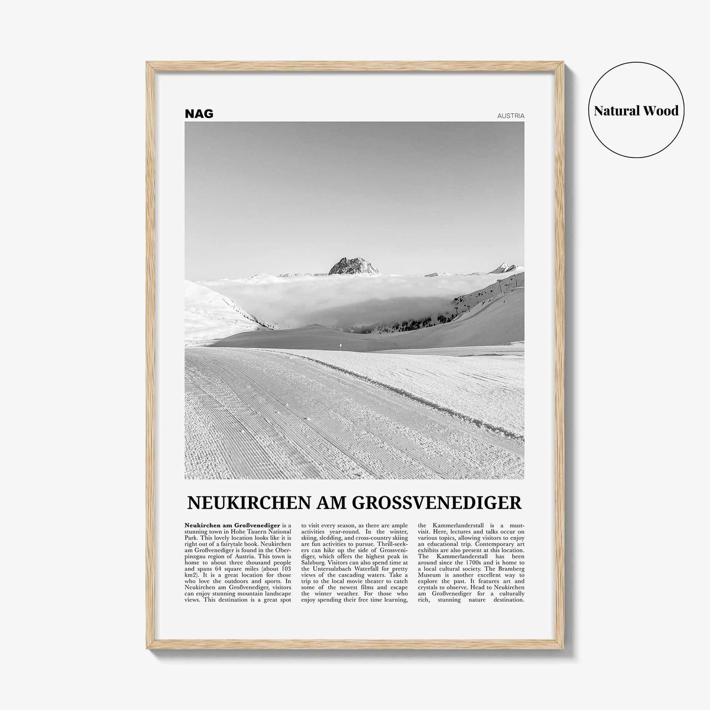 Neukirchen Am Grossvenediger Print Black and White, Neukirchen am Großvenediger Wall Art, Neukirchen Poster, Neukirchen Photo, Austria
