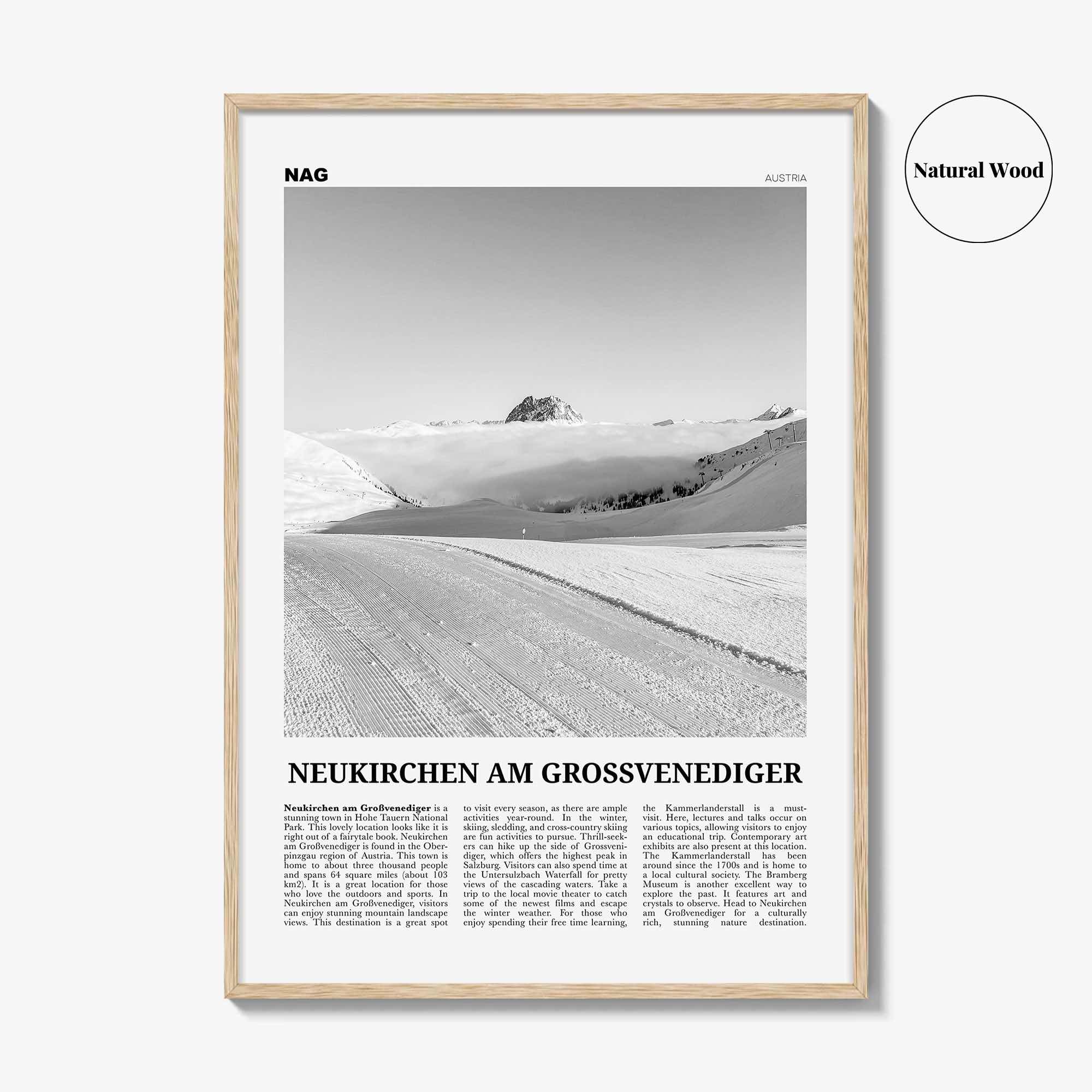 Neukirchen Am Grossvenediger Print Black and White, Neukirchen am Großvenediger Wall Art, Neukirchen Poster, Neukirchen Photo, Austria