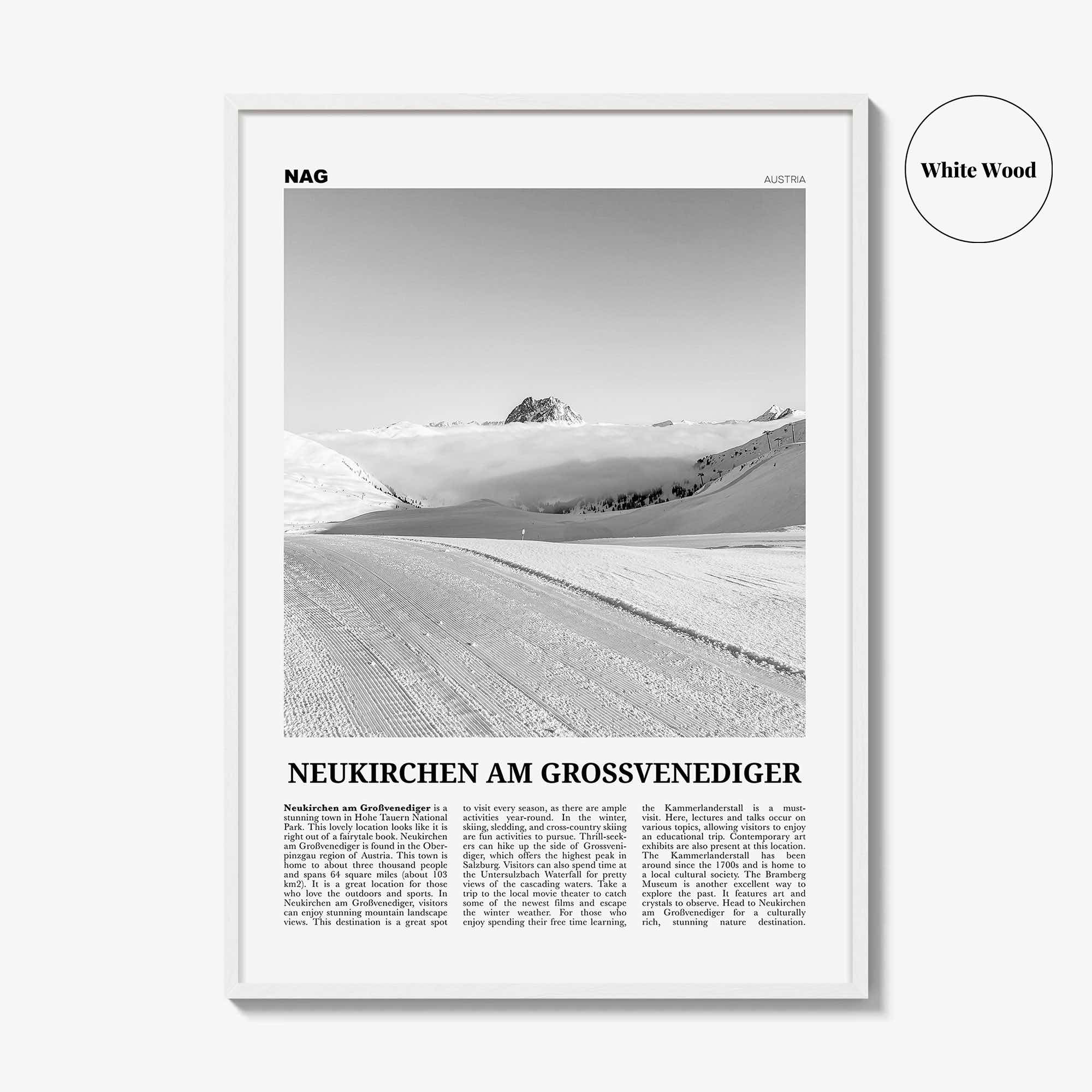 Neukirchen Am Grossvenediger Print Black and White, Neukirchen am Großvenediger Wall Art, Neukirchen Poster, Neukirchen Photo, Austria