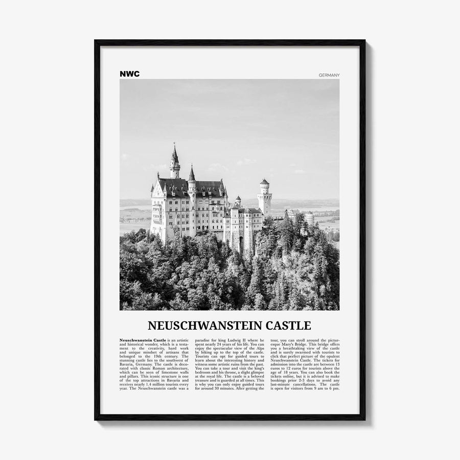Neuschwanstein Castle Print Black and White, Neuschwanstein Castle Wall Art, Neuschwanstein Castle Poster, Neuschwanstein Castle Photo