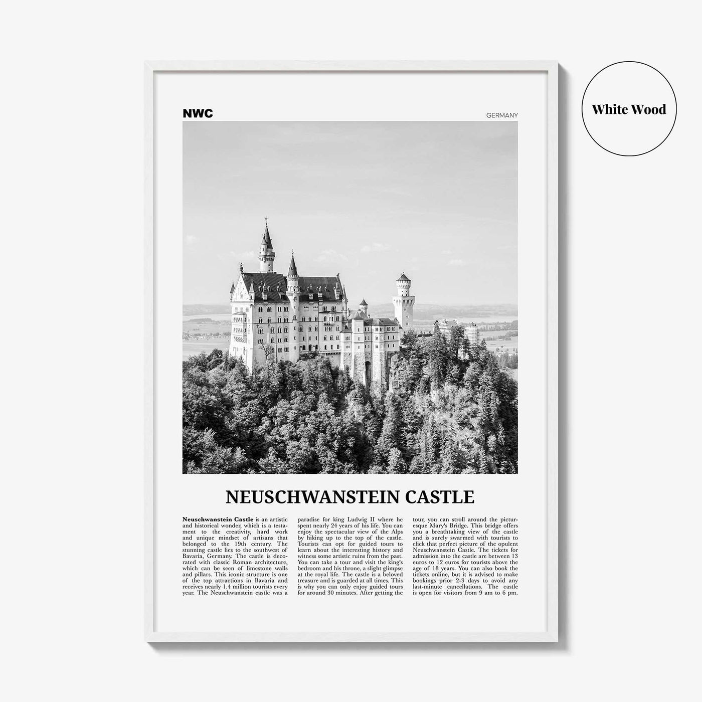Neuschwanstein Castle Print Black and White, Neuschwanstein Castle Wall Art, Neuschwanstein Castle Poster, Neuschwanstein Castle Photo