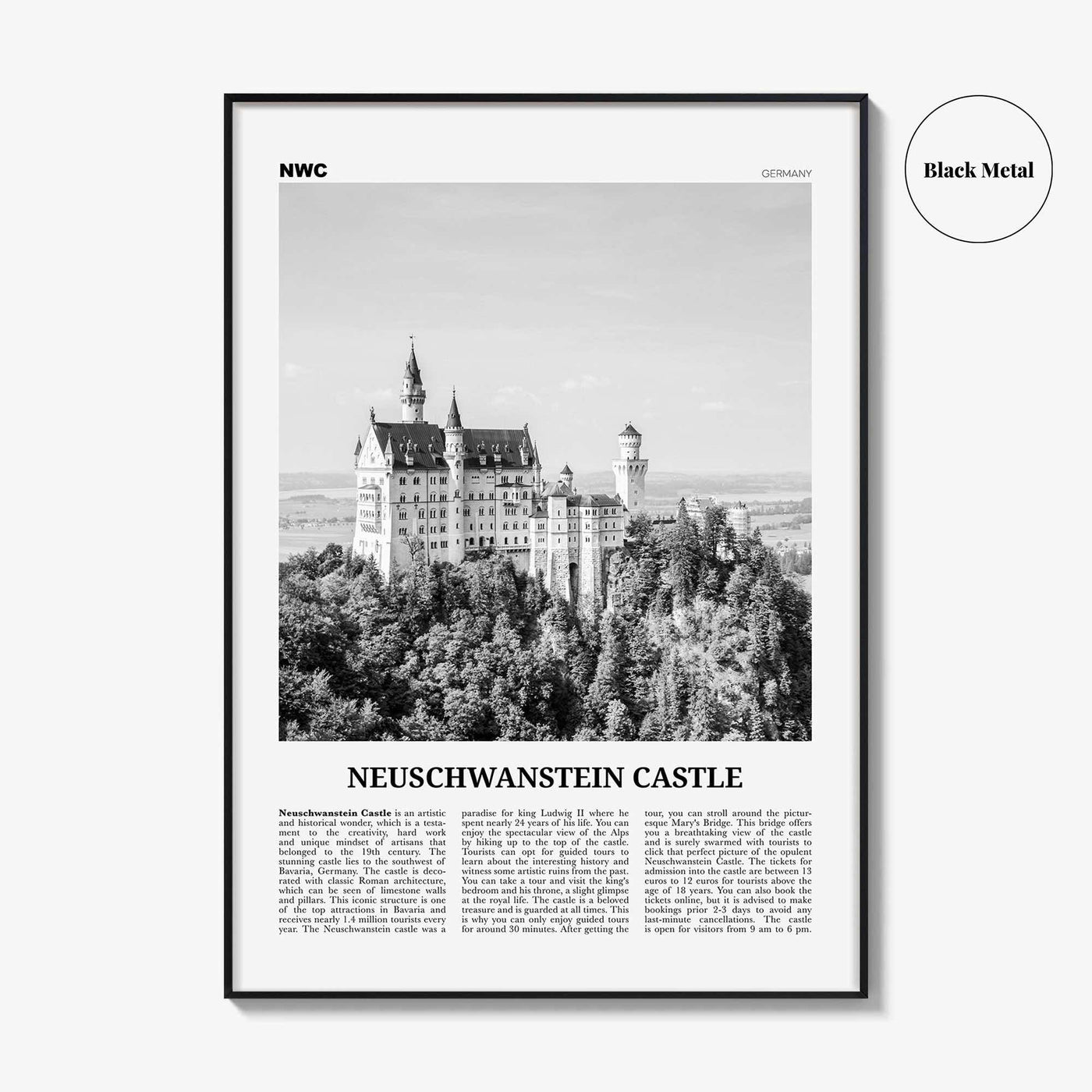 Neuschwanstein Castle Print Black and White, Neuschwanstein Castle Wall Art, Neuschwanstein Castle Poster, Neuschwanstein Castle Photo