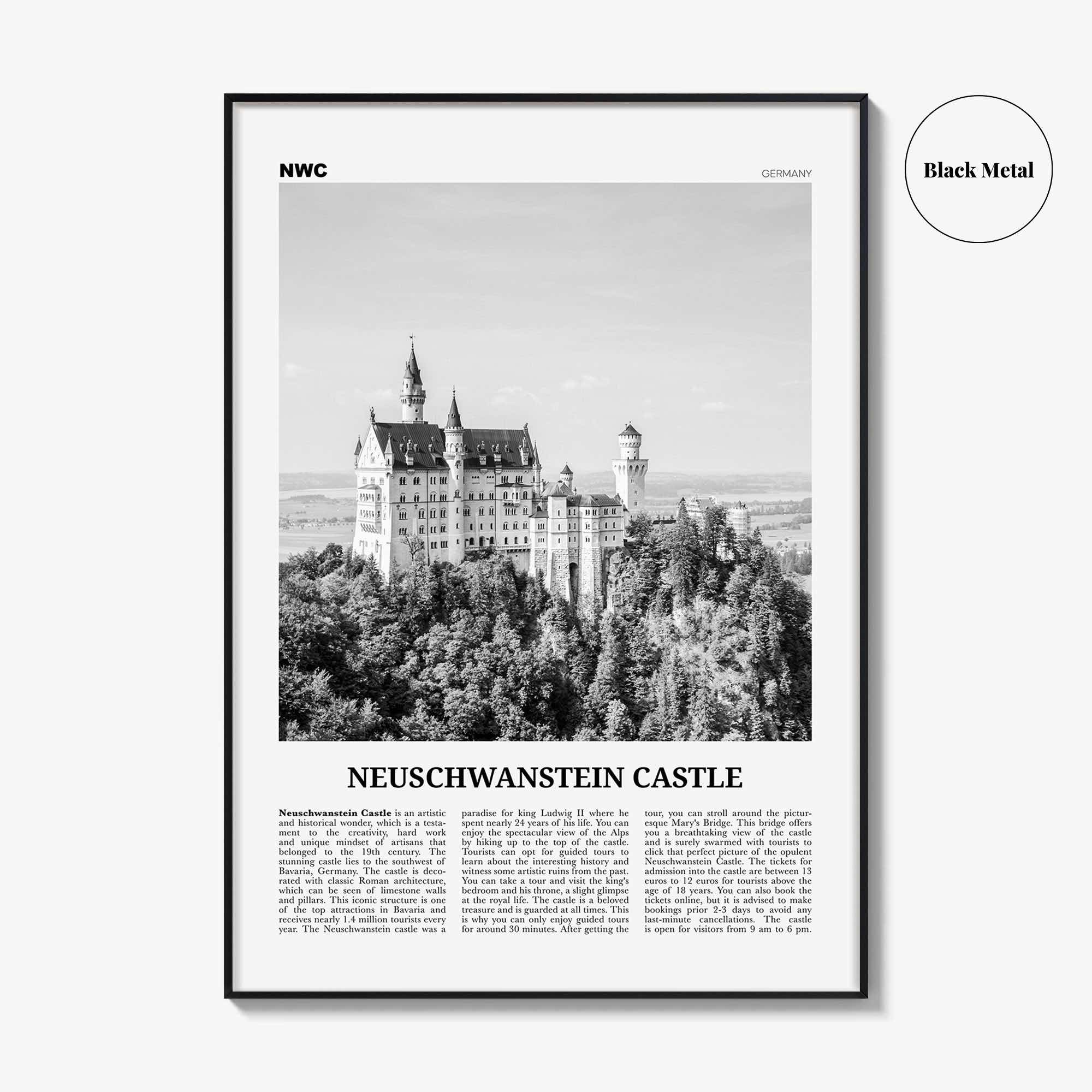 Neuschwanstein Castle Print Black and White, Neuschwanstein Castle Wall Art, Neuschwanstein Castle Poster, Neuschwanstein Castle Photo