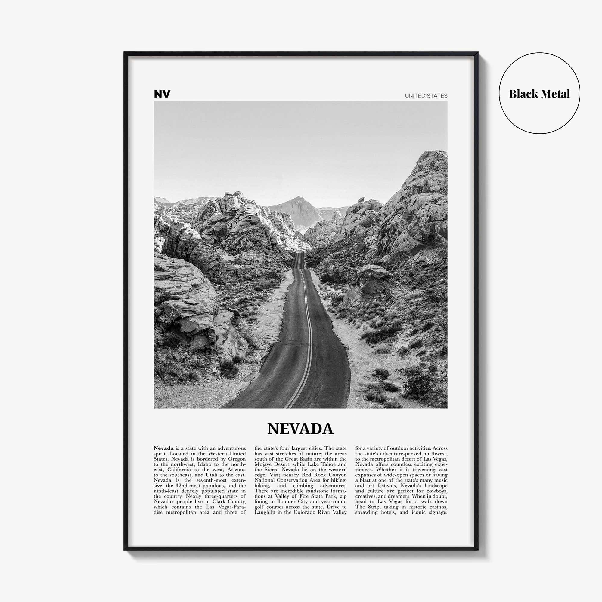 Nevada Print Black and White No 1, Nevada Wall Art, Nevada Poster, Nevada Photo, Nevada Wall Decor, USA, United States, North America
