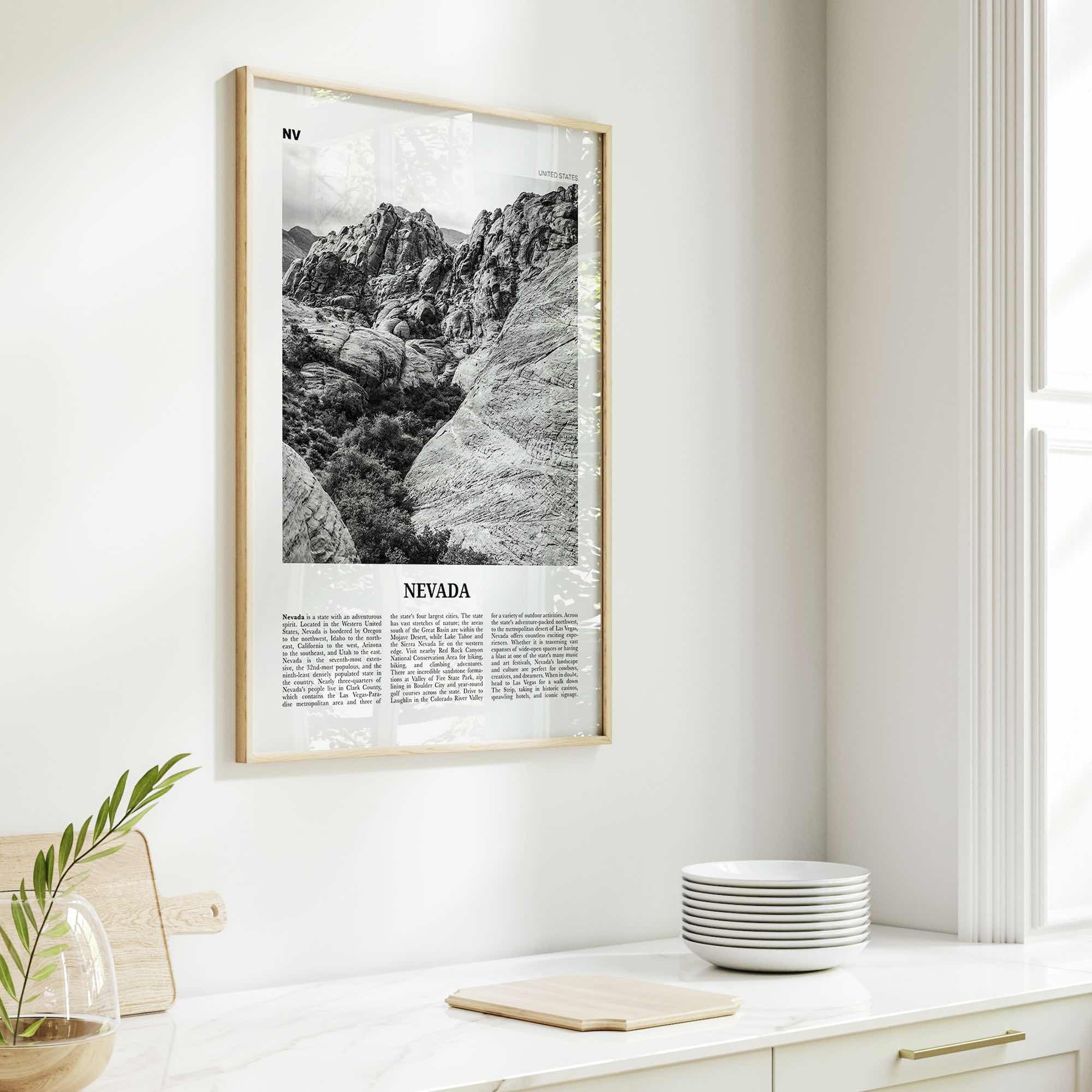 Nevada Print Black and White No 2, Nevada Wall Art, Nevada Poster, Nevada Photo, Nevada Wall Décor, Nevada Map, United States