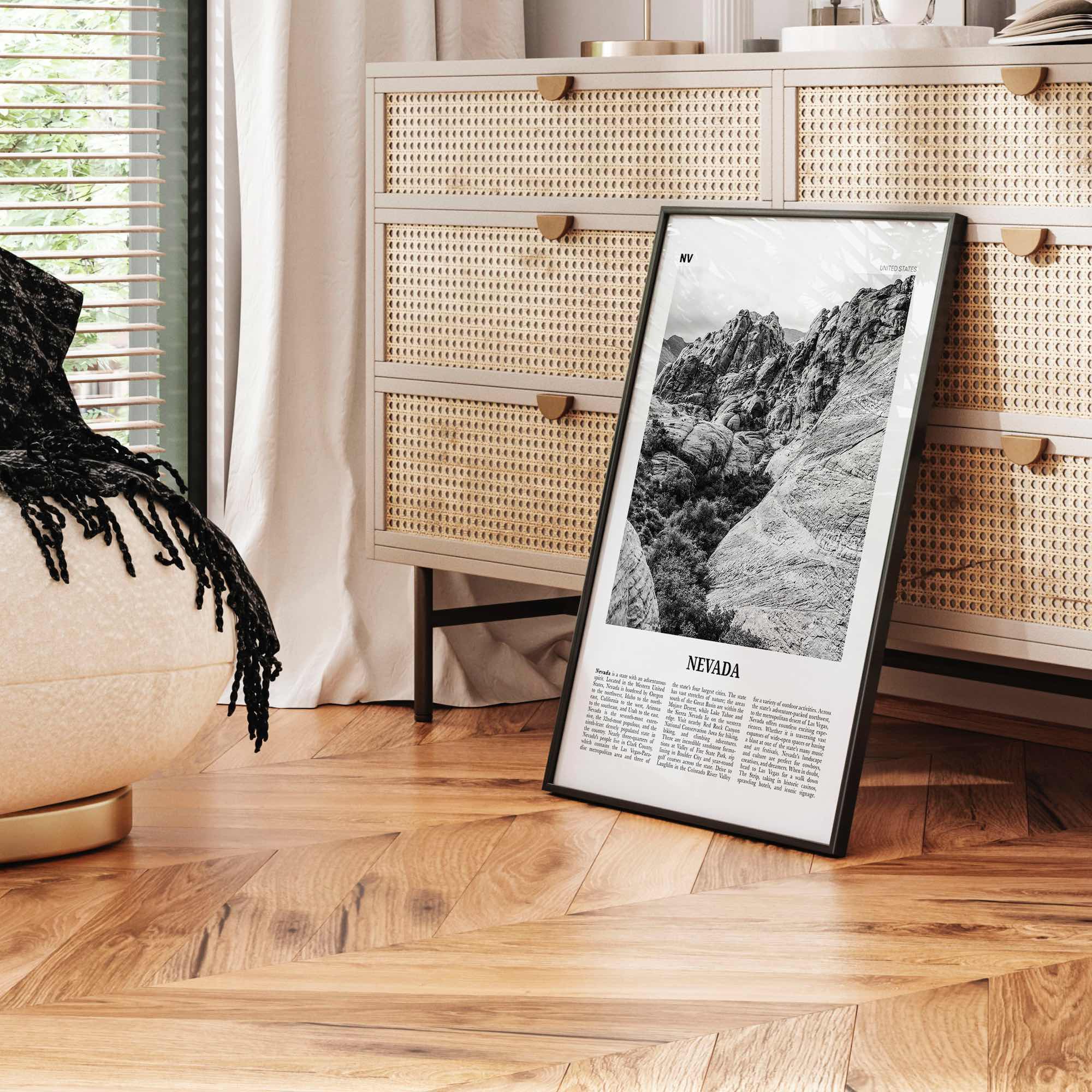 Nevada Print Black and White No 2, Nevada Wall Art, Nevada Poster, Nevada Photo, Nevada Wall Décor, Nevada Map, United States