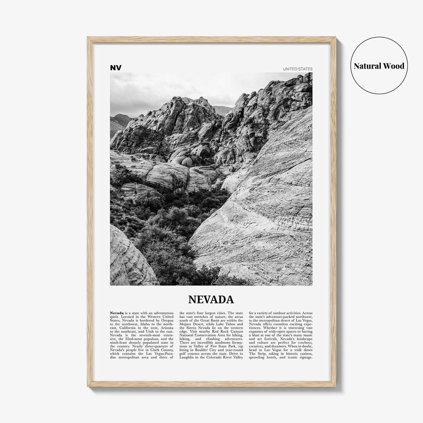 Nevada Print Black and White No 2, Nevada Wall Art, Nevada Poster, Nevada Photo, Nevada Wall Décor, Nevada Map, United States