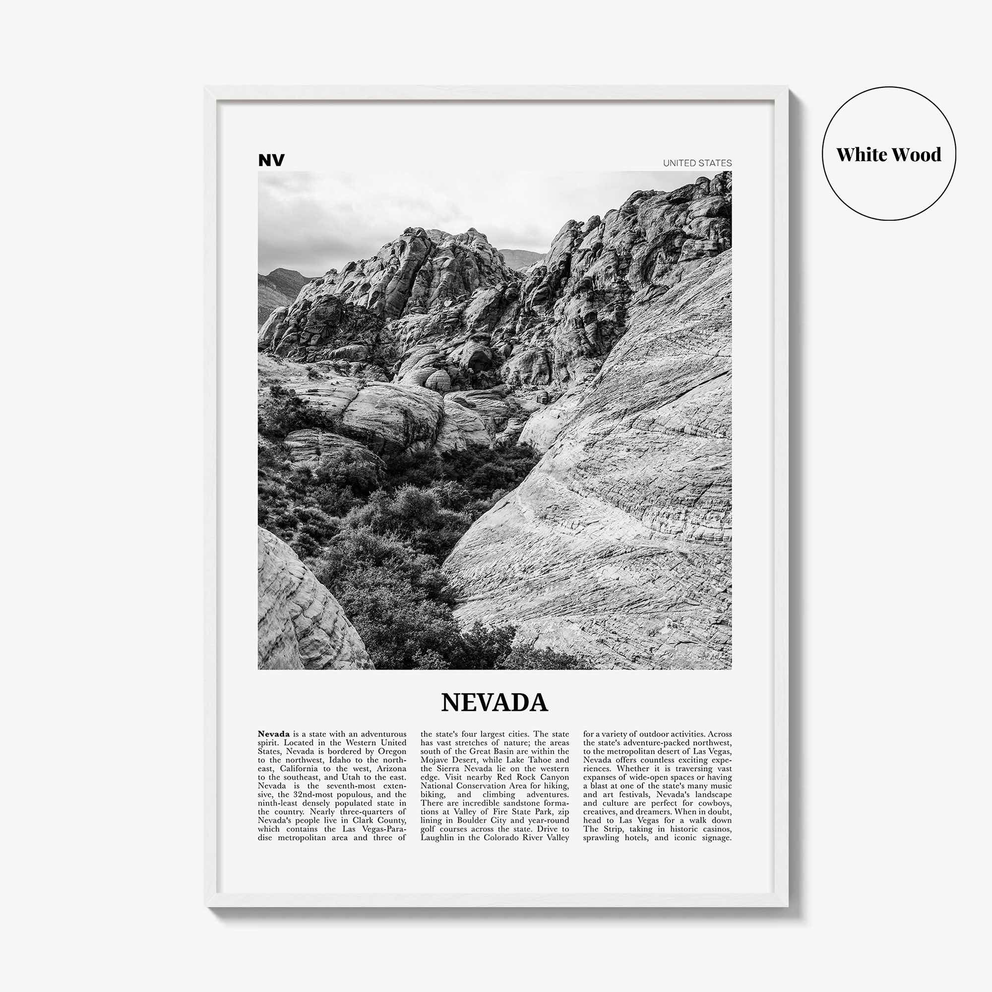 Nevada Print Black and White No 2, Nevada Wall Art, Nevada Poster, Nevada Photo, Nevada Wall Décor, Nevada Map, United States