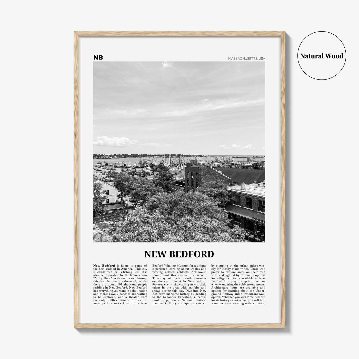 New Bedford Print Black and White, New Bedford Wall Art, New Bedford Poster, New Bedford Photo, New Bedford Wall Décor, Massachusetts, USA