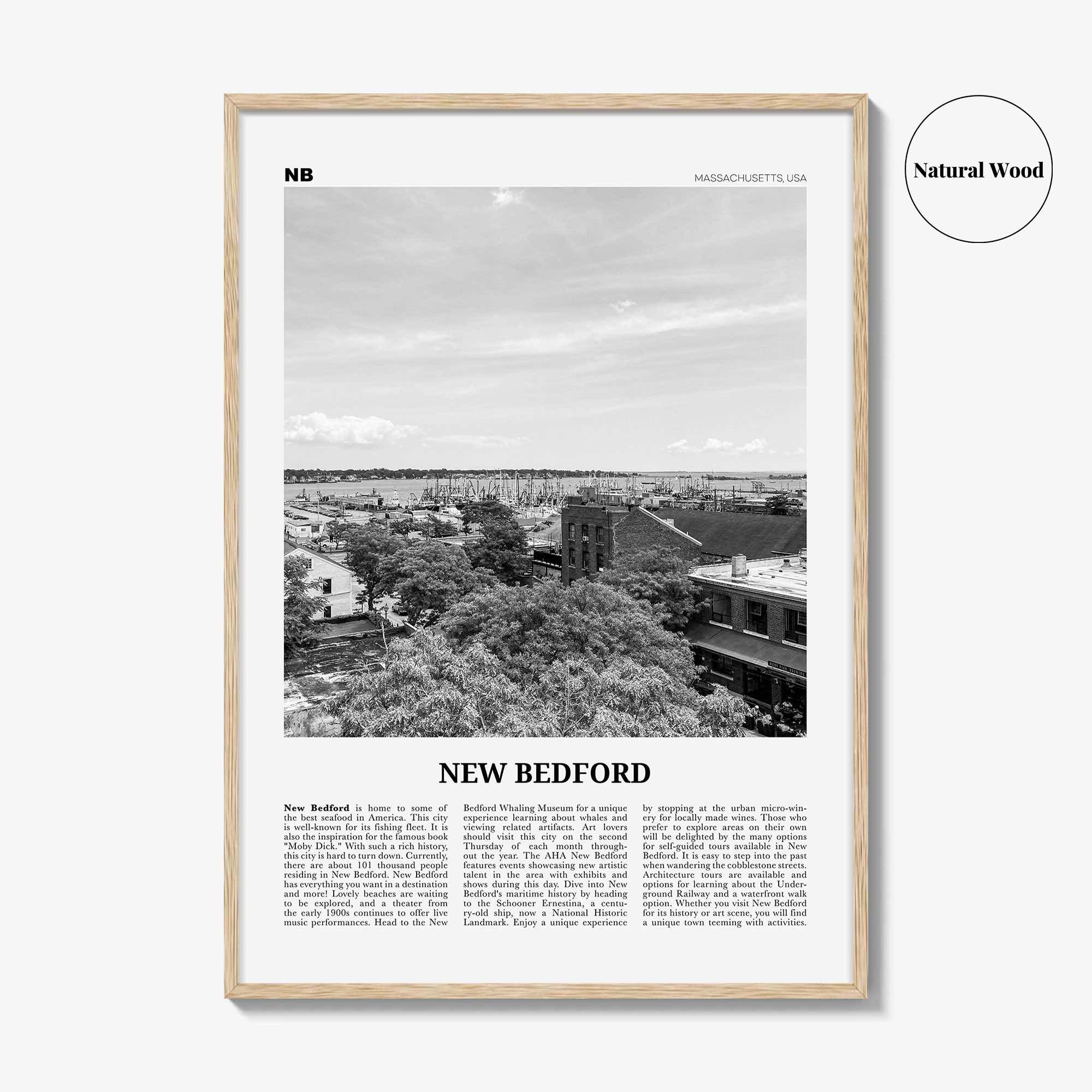 New Bedford Print Black and White, New Bedford Wall Art, New Bedford Poster, New Bedford Photo, New Bedford Wall Décor, Massachusetts, USA