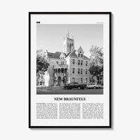 New Braunfels Print Black and White, New Braunfels Wall Art, New Braunfels Poster, New Braunfels Photo, New Braunfels Map, Texas, USA