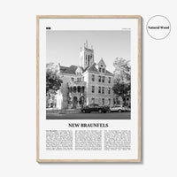 New Braunfels Print Black and White, New Braunfels Wall Art, New Braunfels Poster, New Braunfels Photo, New Braunfels Map, Texas, USA