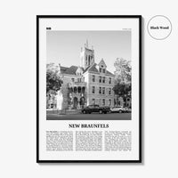 New Braunfels Print Black and White, New Braunfels Wall Art, New Braunfels Poster, New Braunfels Photo, New Braunfels Map, Texas, USA