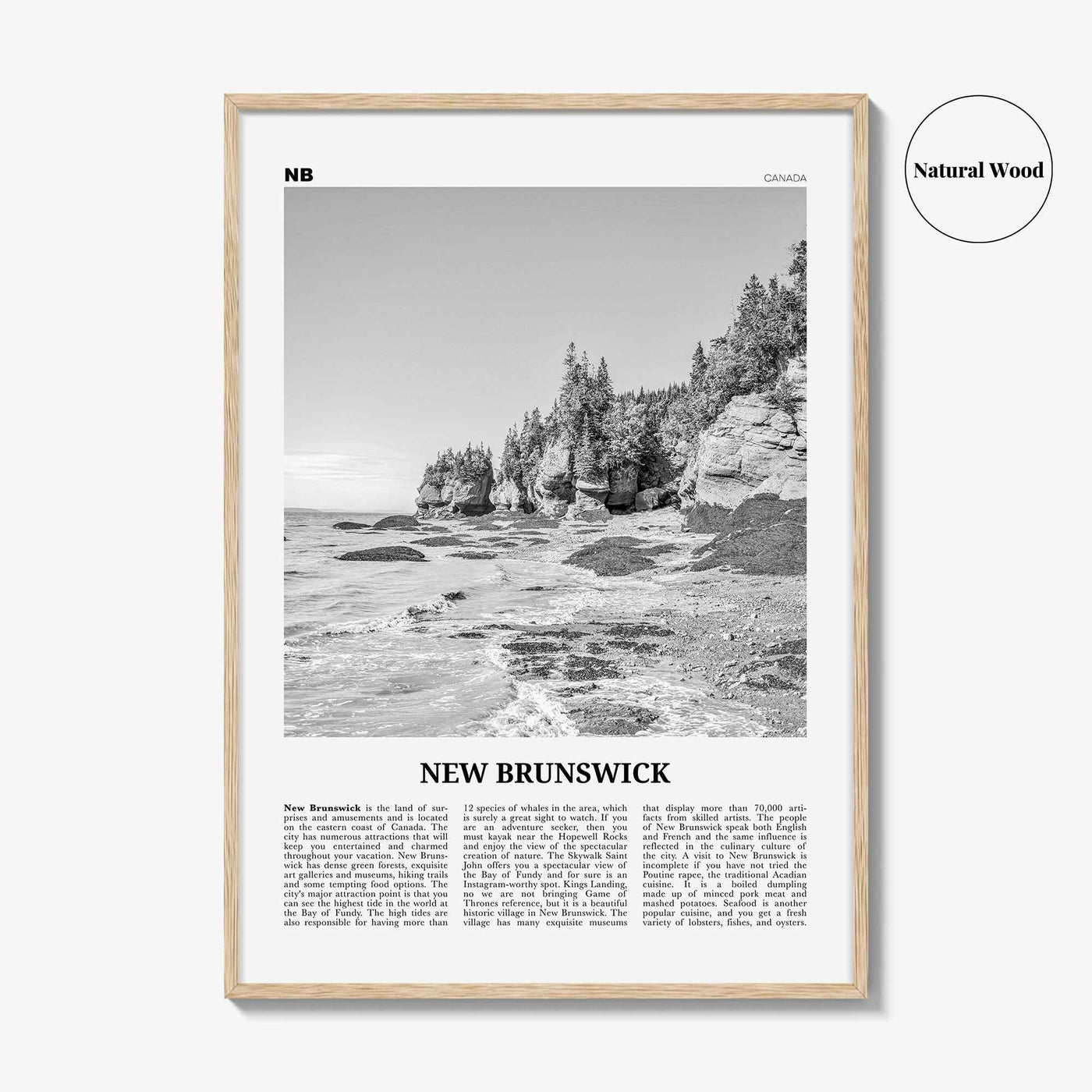 New Brunswick Print Black and White, New Brunswick Wall Art, New Brunswick Poster, New Brunswick Photo, New Brunswick Wall Decor, Canada