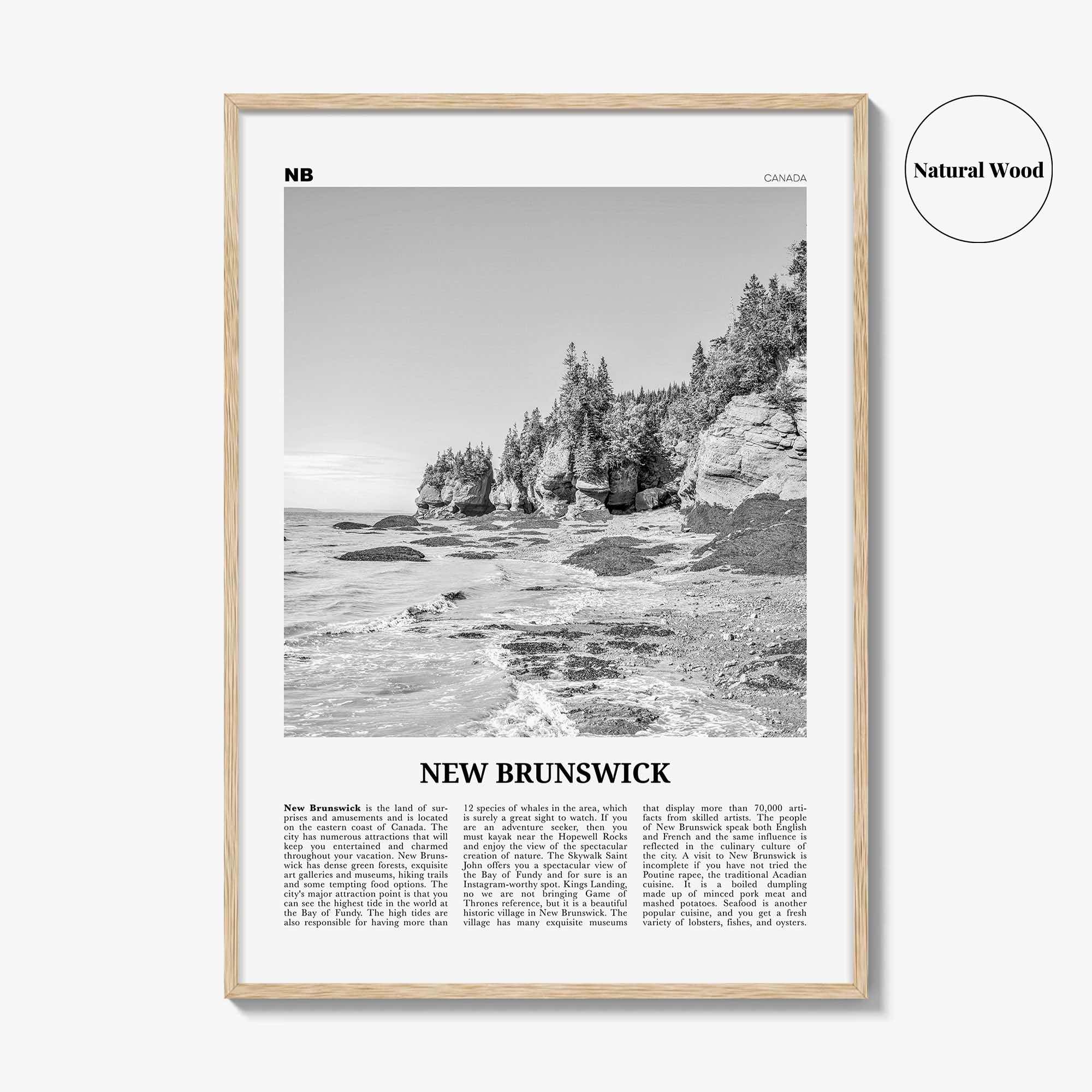 New Brunswick Print Black and White, New Brunswick Wall Art, New Brunswick Poster, New Brunswick Photo, New Brunswick Wall Decor, Canada