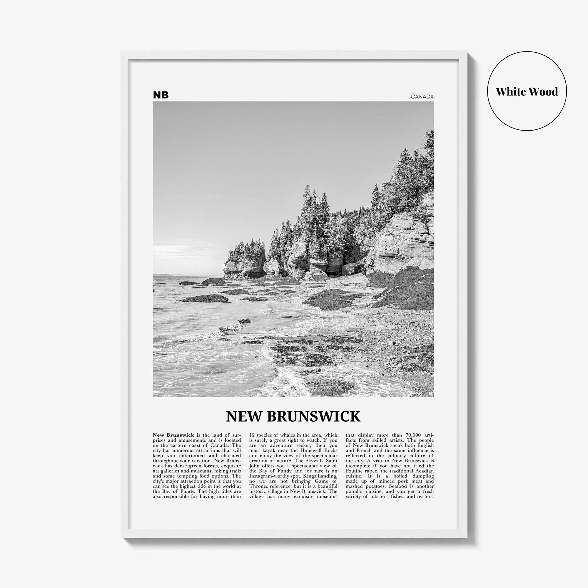 New Brunswick Print Black and White, New Brunswick Wall Art, New Brunswick Poster, New Brunswick Photo, New Brunswick Wall Decor, Canada