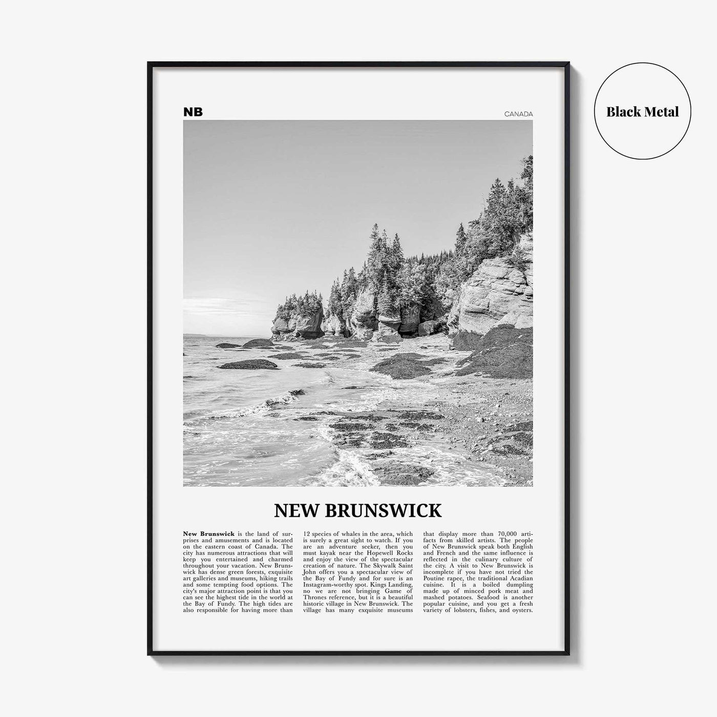New Brunswick Print Black and White, New Brunswick Wall Art, New Brunswick Poster, New Brunswick Photo, New Brunswick Wall Decor, Canada