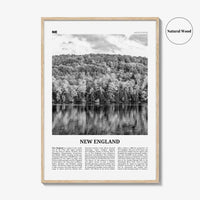 New England Print Black and White, New England Wall Art, New England Poster, New England Photo, New England Map, USA, United States