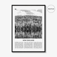 New England Print Black and White, New England Wall Art, New England Poster, New England Photo, New England Map, USA, United States