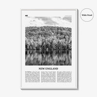 New England Print Black and White, New England Wall Art, New England Poster, New England Photo, New England Map, USA, United States