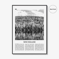 New England Print Black and White, New England Wall Art, New England Poster, New England Photo, New England Map, USA, United States