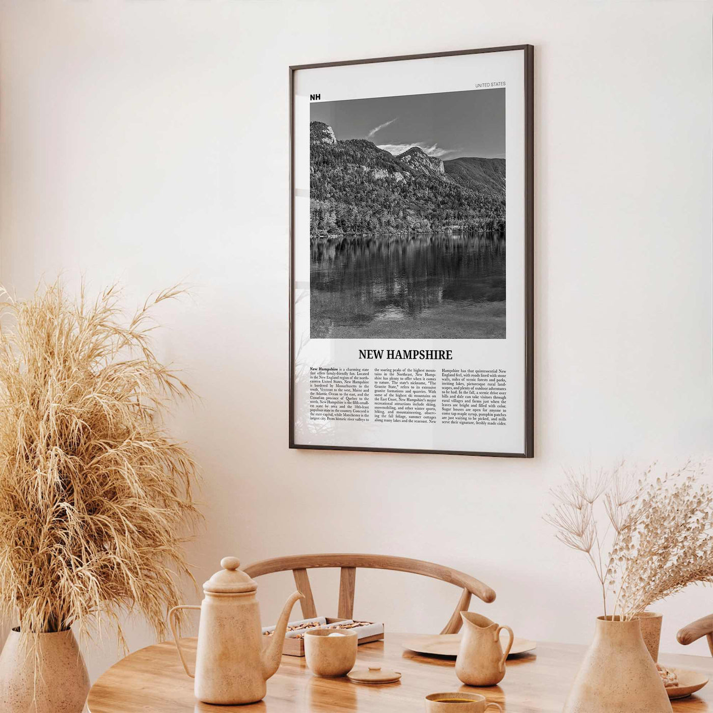 New Hampshire Print Black and White No 1, New Hampshire Art, New Hampshire Poster, New Hampshire Photo, New Hampshire Map