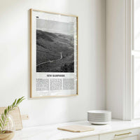New Hampshire Print Black and White No 2, New Hampshire Art, New Hampshire Poster, New Hampshire Photo, New Hampshire Map