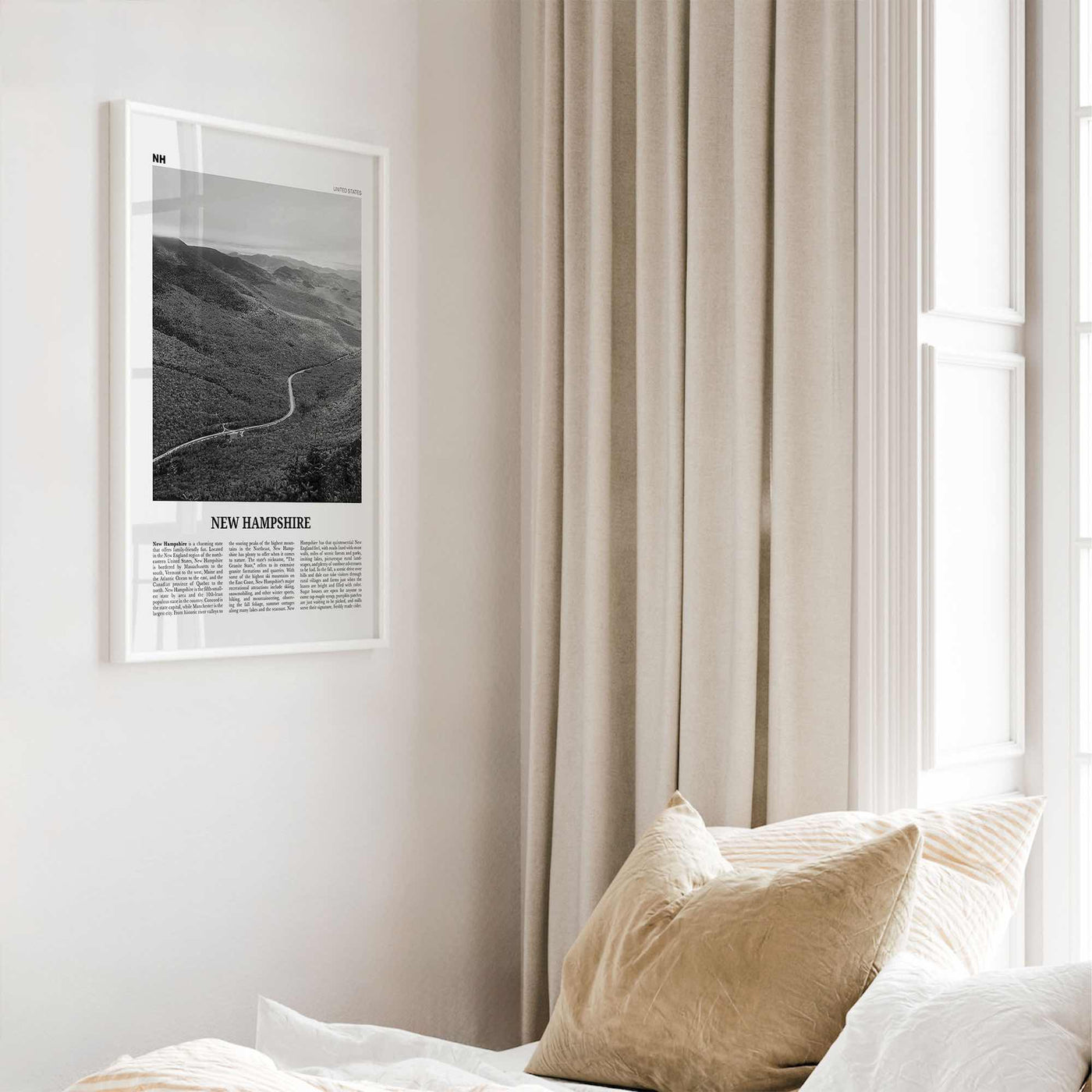 New Hampshire Print Black and White No 2, New Hampshire Art, New Hampshire Poster, New Hampshire Photo, New Hampshire Map