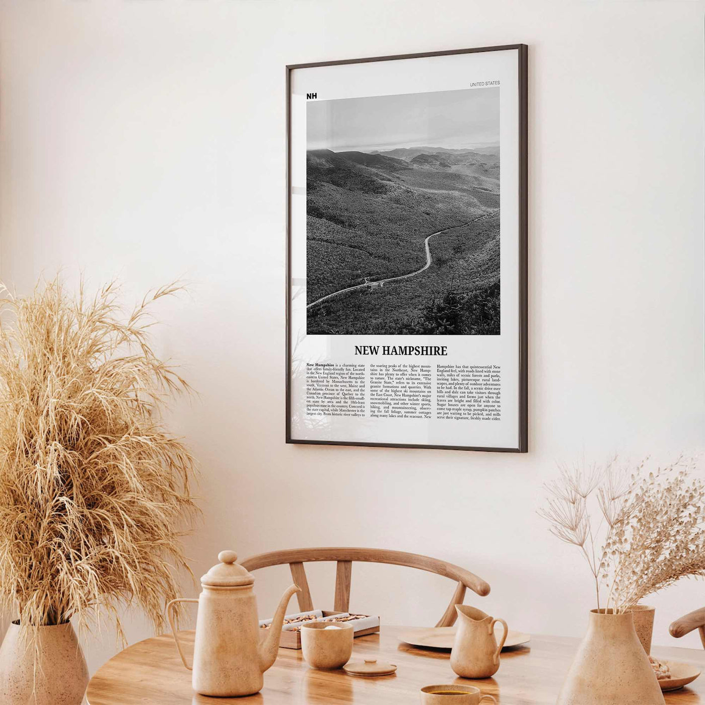 New Hampshire Print Black and White No 2, New Hampshire Art, New Hampshire Poster, New Hampshire Photo, New Hampshire Map