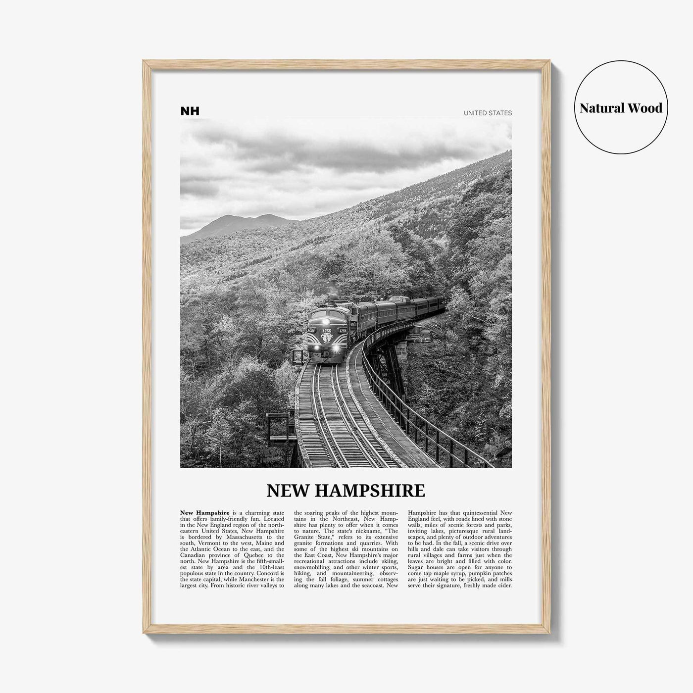 New Hampshire Print Black and White No 3, New Hampshire Wall Art, New Hampshire Poster, New Hampshire Photo, USA, United States