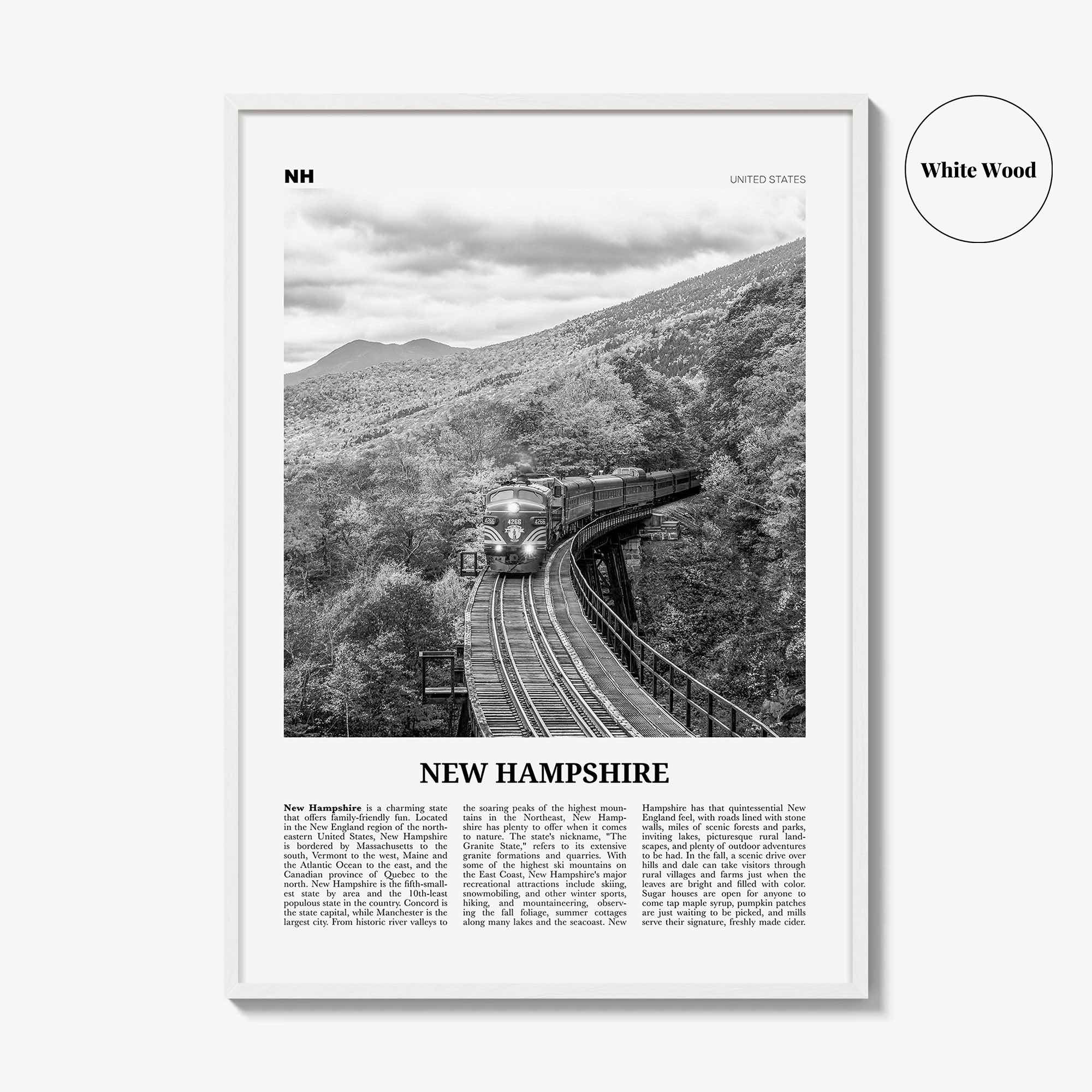 New Hampshire Print Black and White No 3, New Hampshire Wall Art, New Hampshire Poster, New Hampshire Photo, USA, United States