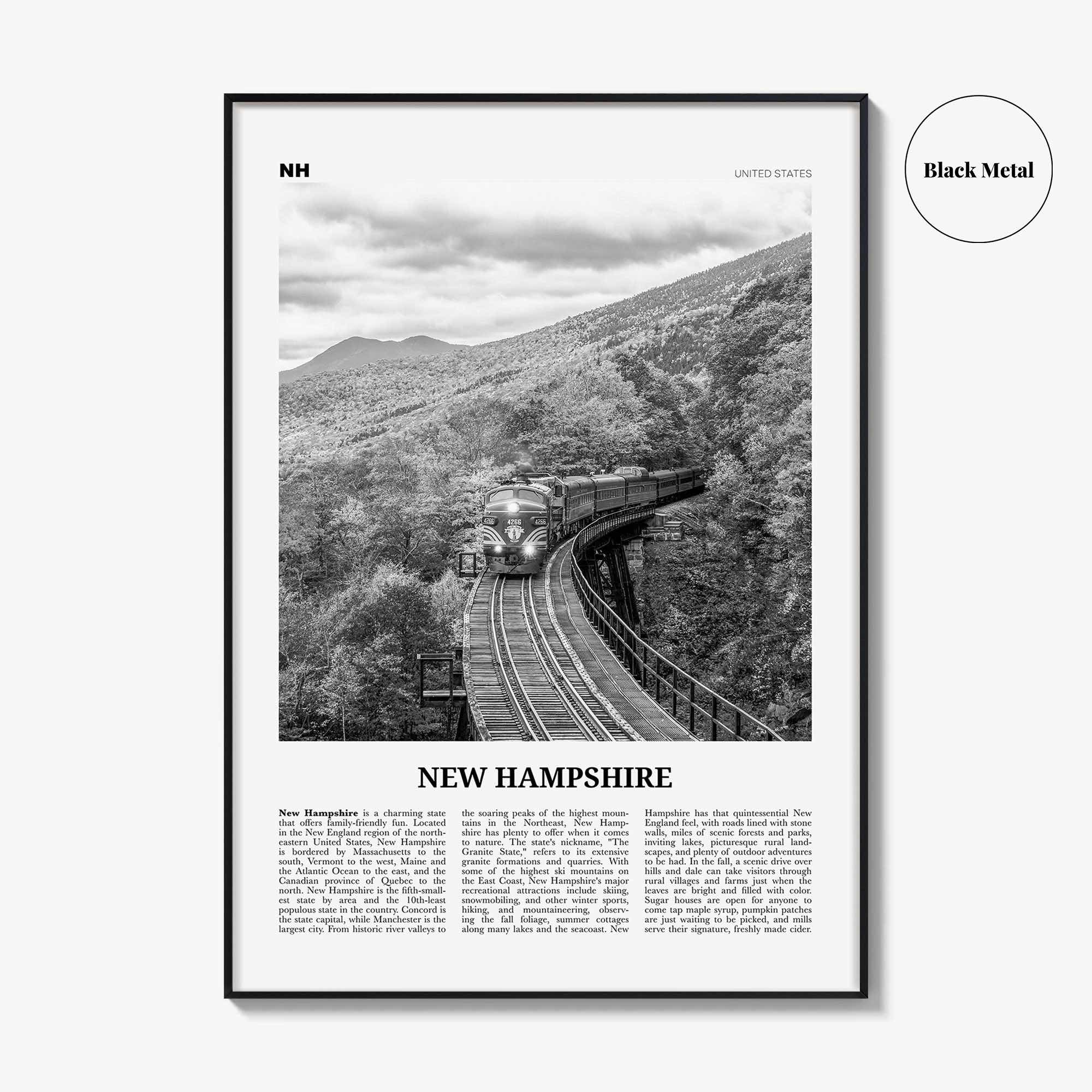 New Hampshire Print Black and White No 3, New Hampshire Wall Art, New Hampshire Poster, New Hampshire Photo, USA, United States