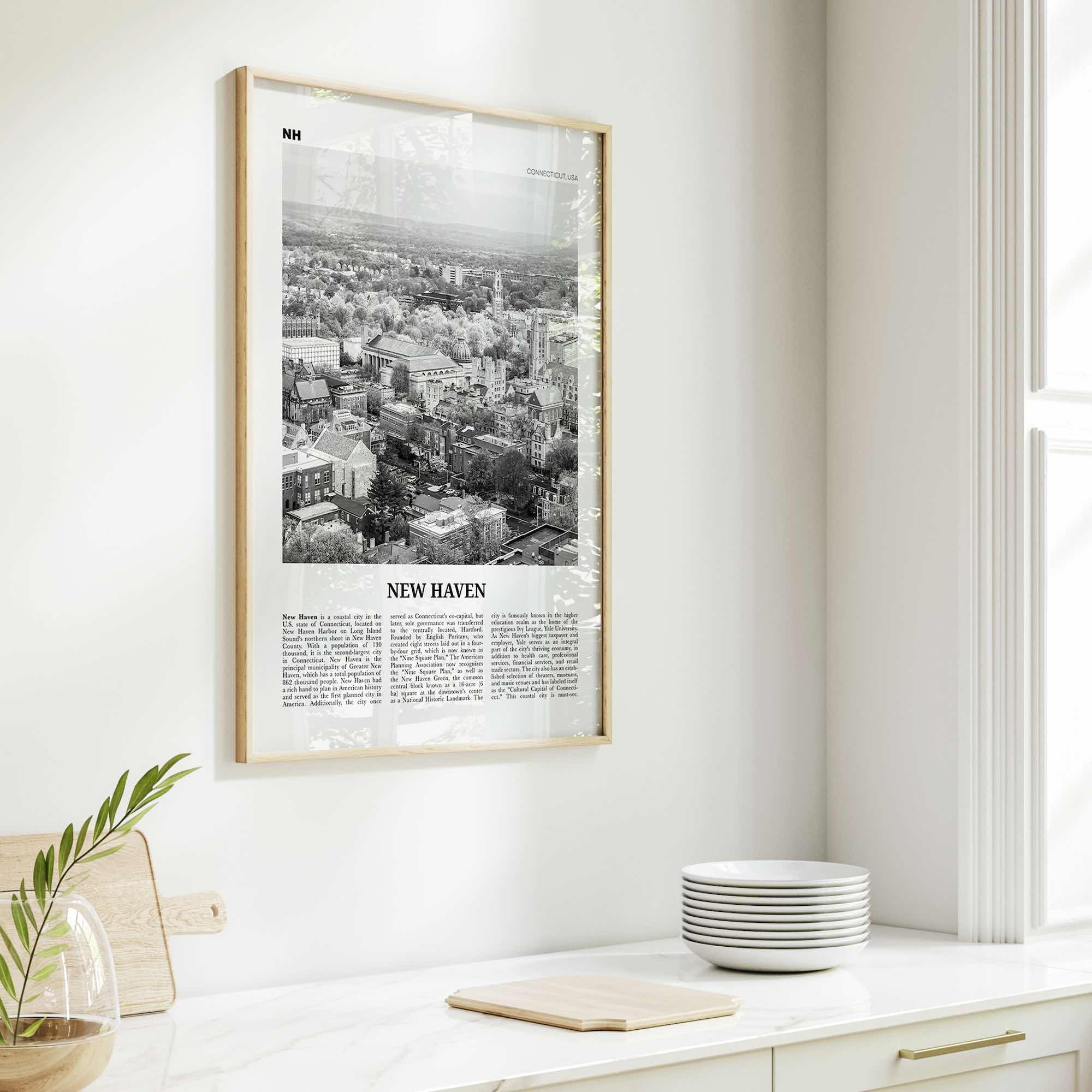 New Haven Print Black and White, New Haven Wall Art, New Haven Poster, New Haven Photo, Connecticut, USA, United States, North America