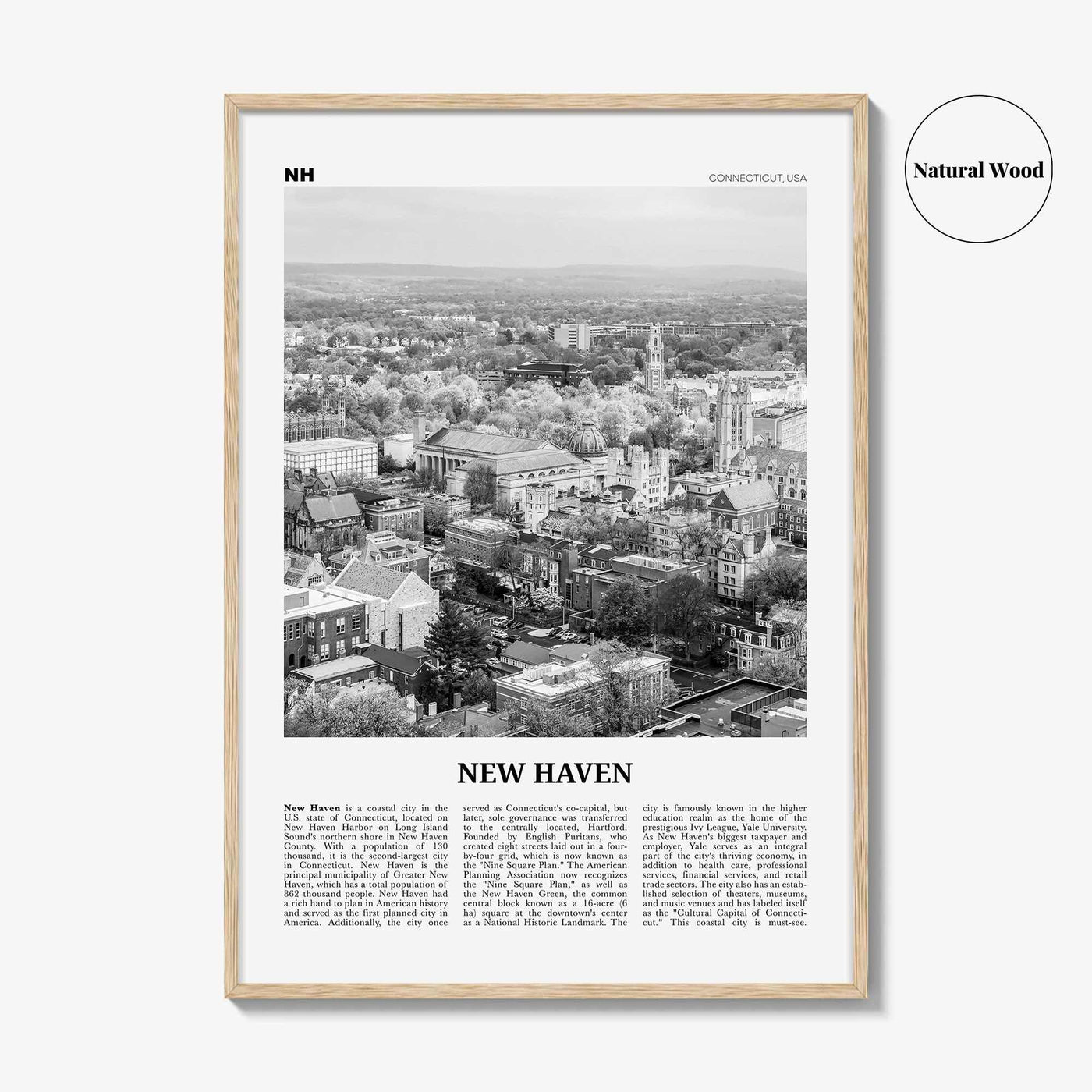 New Haven Print Black and White, New Haven Wall Art, New Haven Poster, New Haven Photo, Connecticut, USA, United States, North America