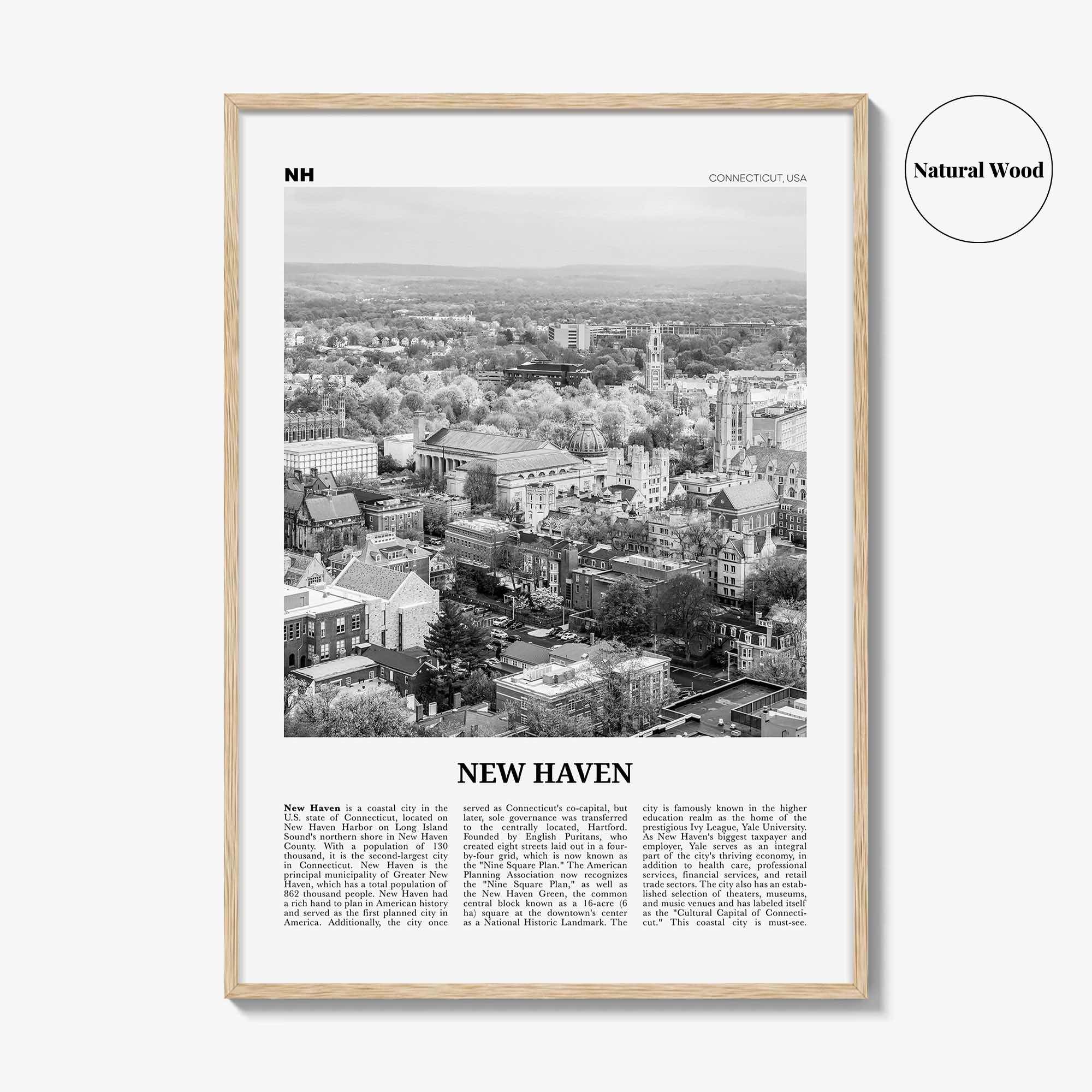New Haven Print Black and White, New Haven Wall Art, New Haven Poster, New Haven Photo, Connecticut, USA, United States, North America