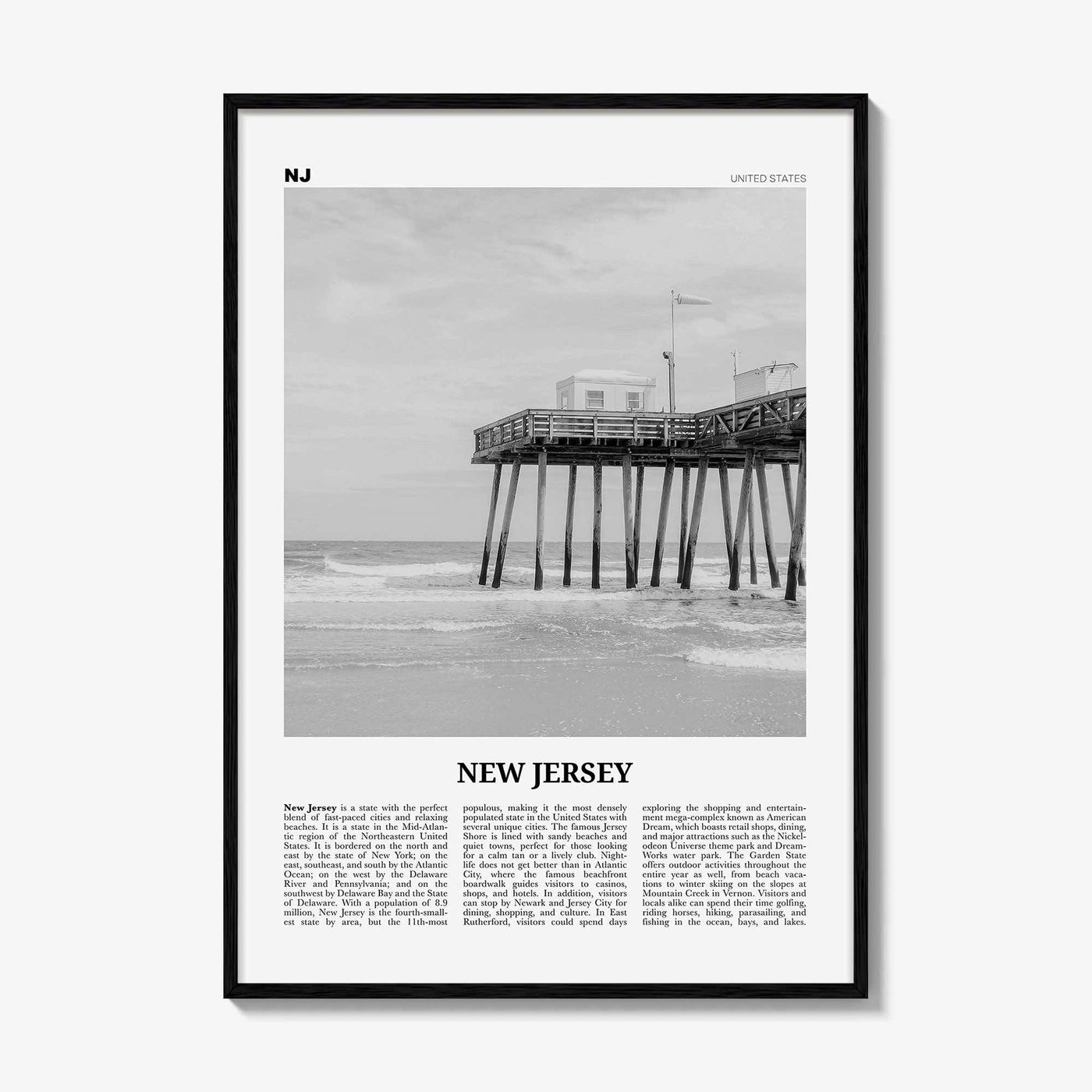 New Jersey Print Black and White No 1, New Jersey Wall Art, New Jersey Poster, New Jersey Photo, New Jersey Wall Decor, USA, United States