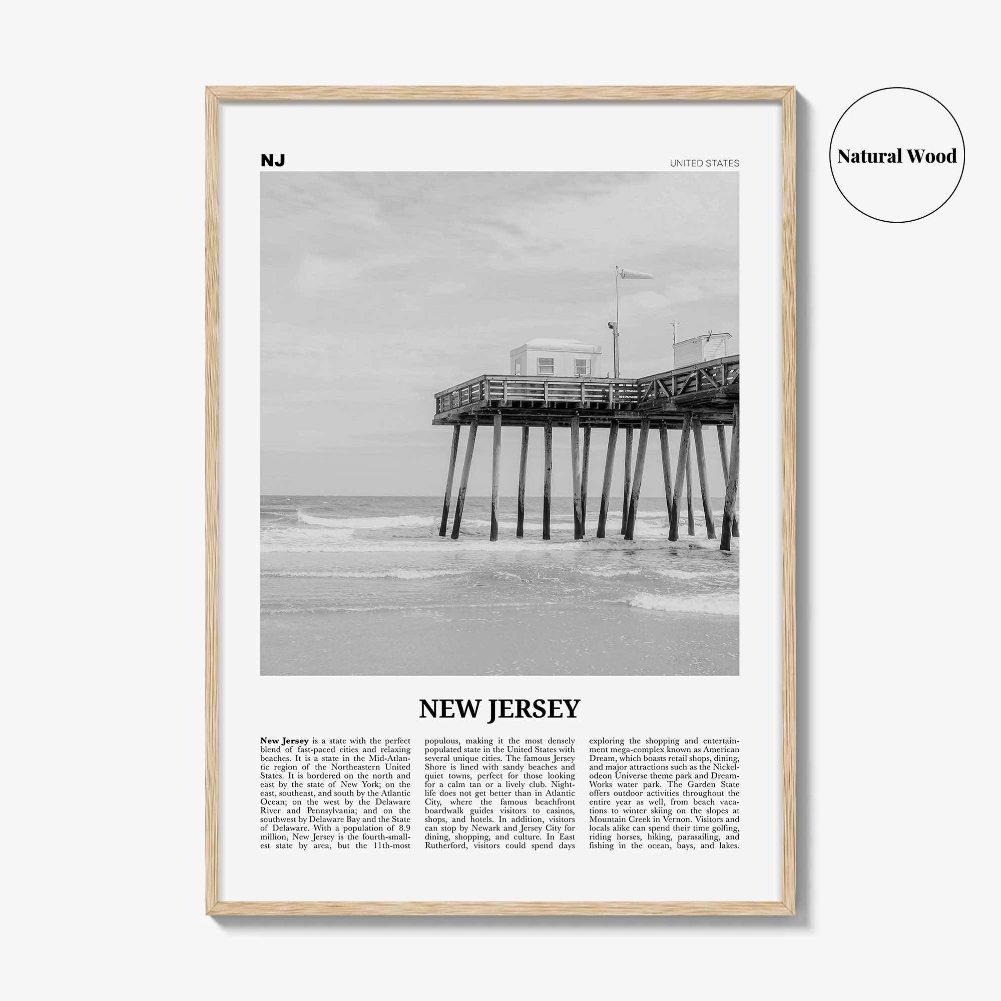 New Jersey Print Black and White No 1, New Jersey Wall Art, New Jersey Poster, New Jersey Photo, New Jersey Wall Decor, USA, United States