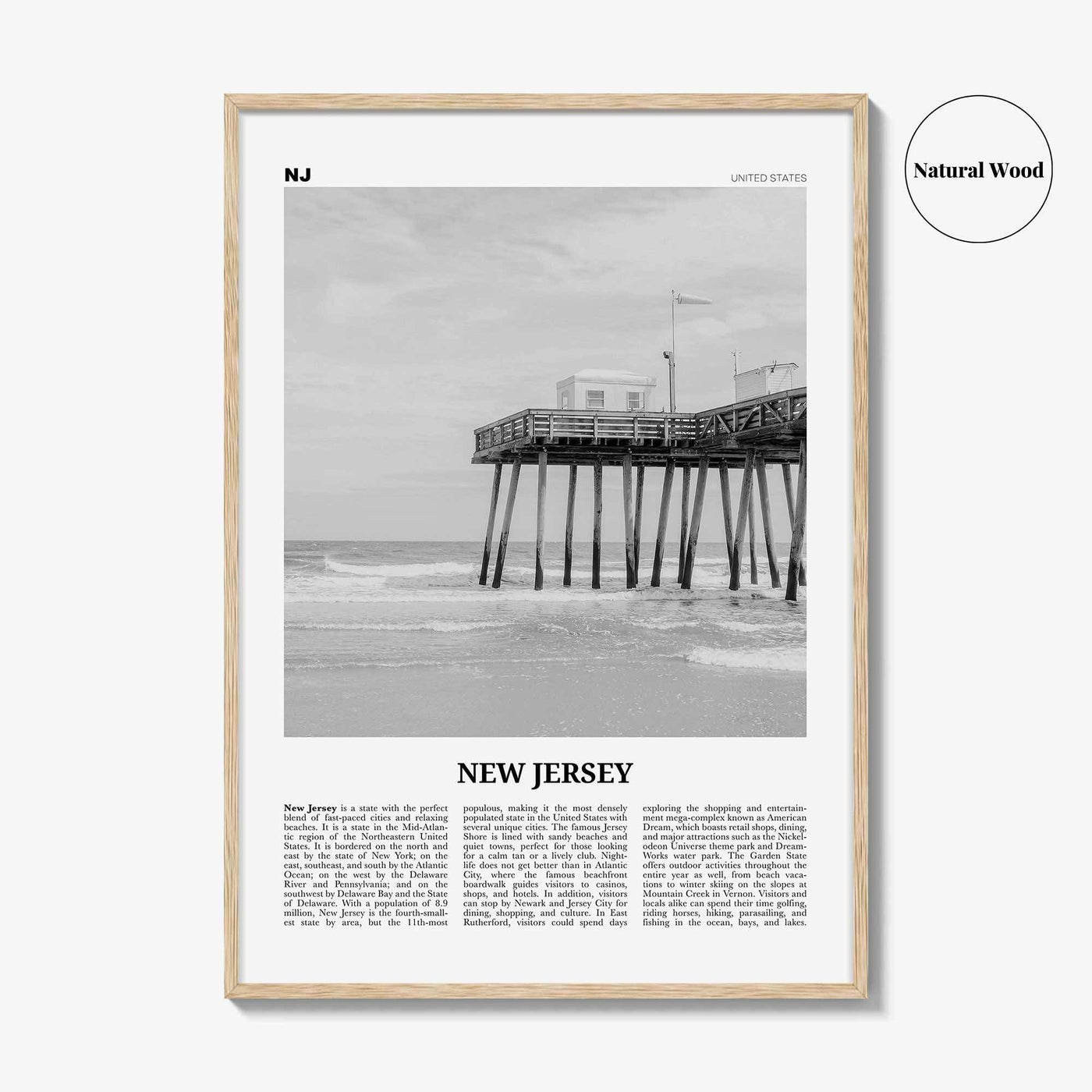 New Jersey Print Black and White No 1, New Jersey Wall Art, New Jersey Poster, New Jersey Photo, New Jersey Wall Decor, USA, United States