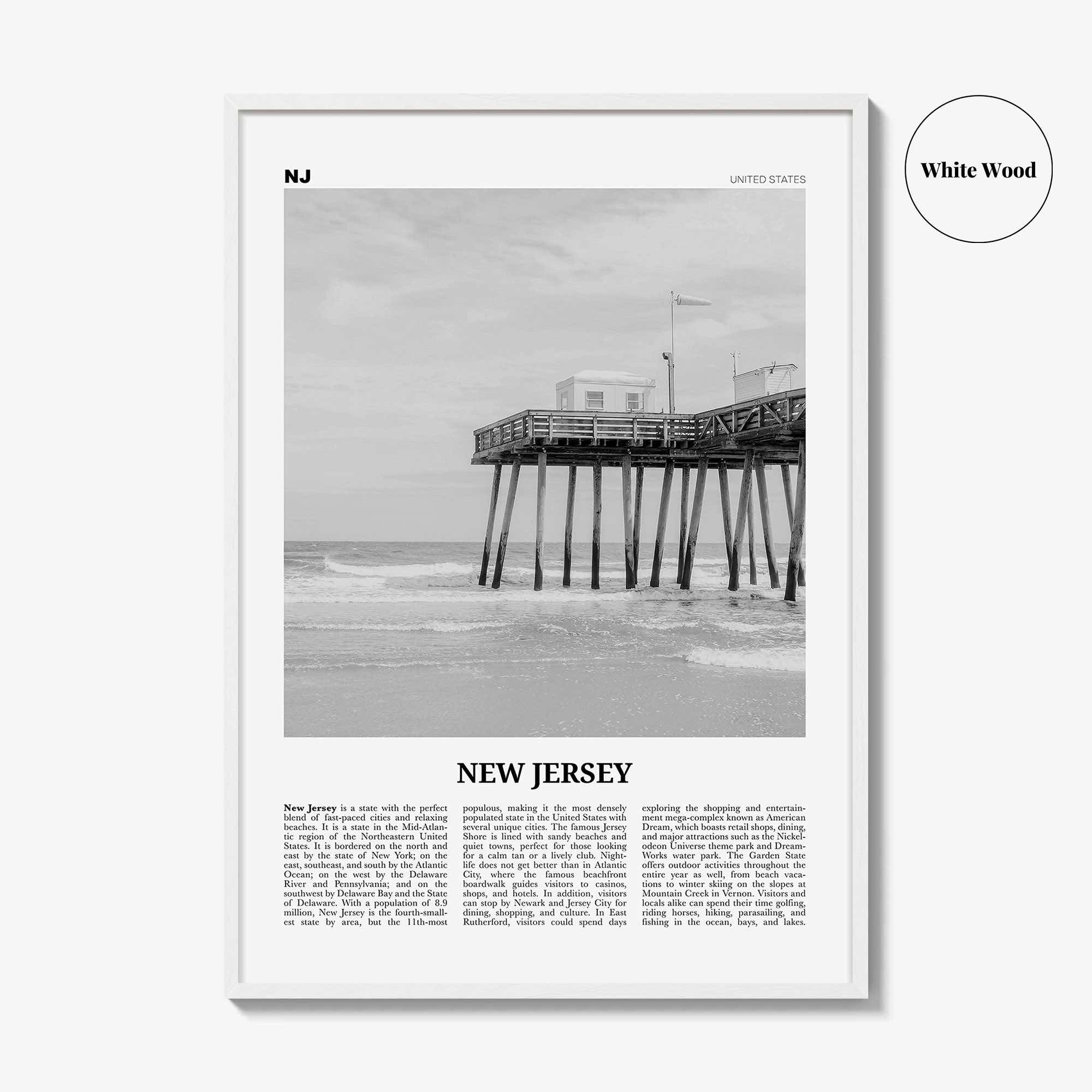 New Jersey Print Black and White No 1, New Jersey Wall Art, New Jersey Poster, New Jersey Photo, New Jersey Wall Decor, USA, United States