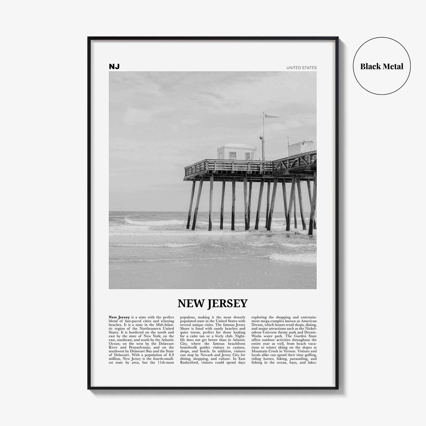 New Jersey Print Black and White No 1, New Jersey Wall Art, New Jersey Poster, New Jersey Photo, New Jersey Wall Decor, USA, United States