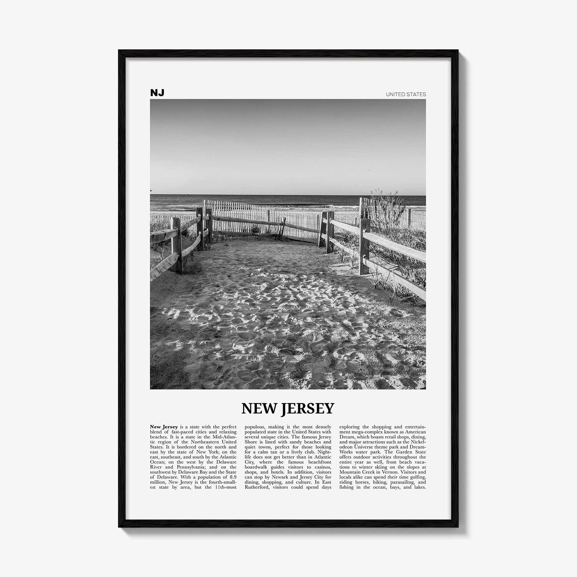 New Jersey Print Black and White No 2, New Jersey Wall Art, New Jersey Poster, New Jersey Photo, New Jersey Wall Décor, New Jersey Map