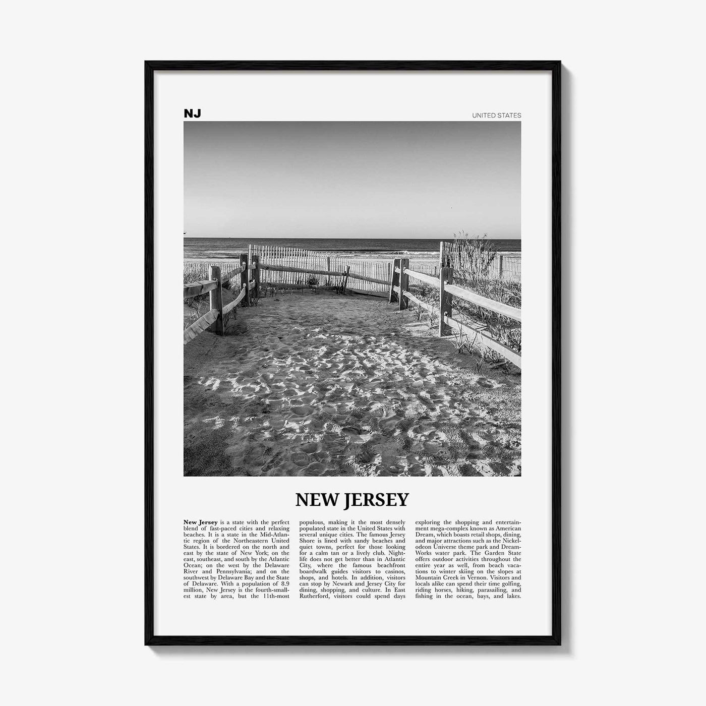 New Jersey Print Black and White No 2, New Jersey Wall Art, New Jersey Poster, New Jersey Photo, New Jersey Wall Décor, New Jersey Map