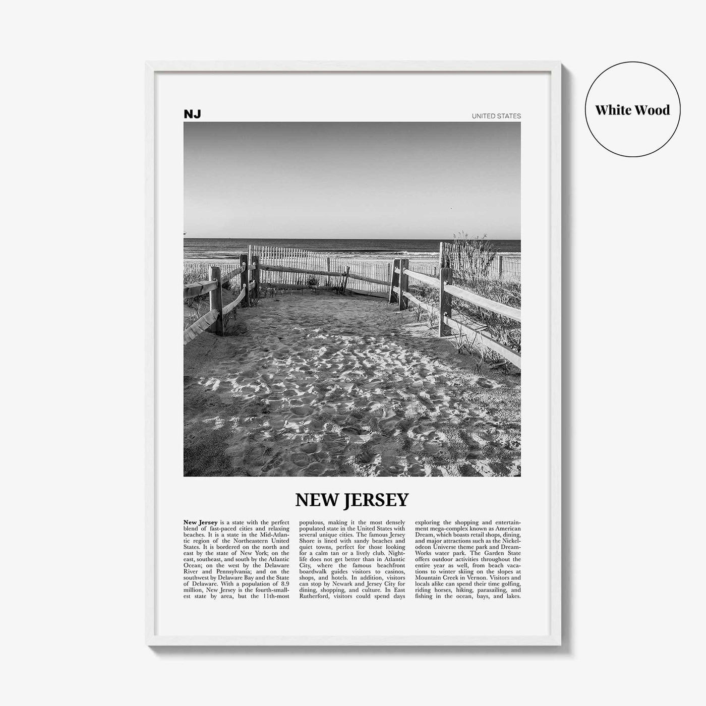 New Jersey Print Black and White No 2, New Jersey Wall Art, New Jersey Poster, New Jersey Photo, New Jersey Wall Décor, New Jersey Map