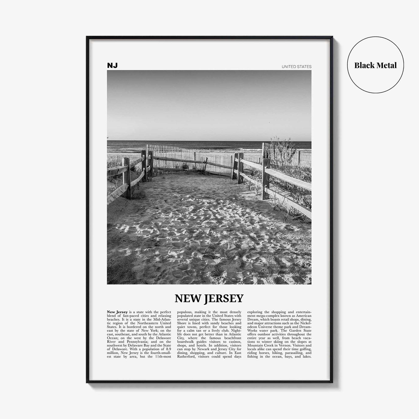 New Jersey Print Black and White No 2, New Jersey Wall Art, New Jersey Poster, New Jersey Photo, New Jersey Wall Décor, New Jersey Map