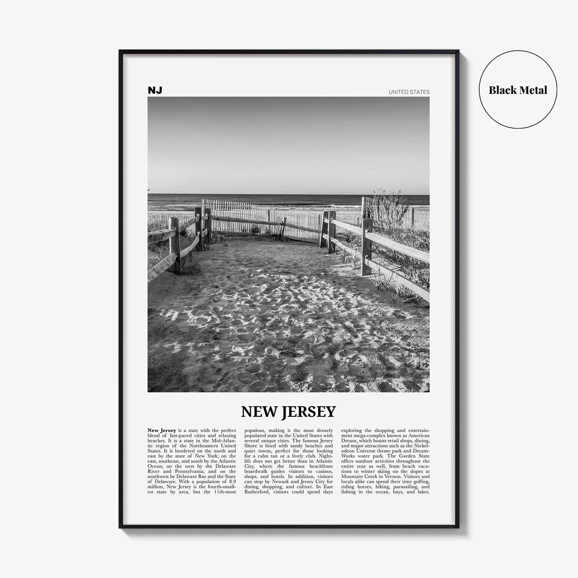 New Jersey Print Black and White No 2, New Jersey Wall Art, New Jersey Poster, New Jersey Photo, New Jersey Wall Décor, New Jersey Map