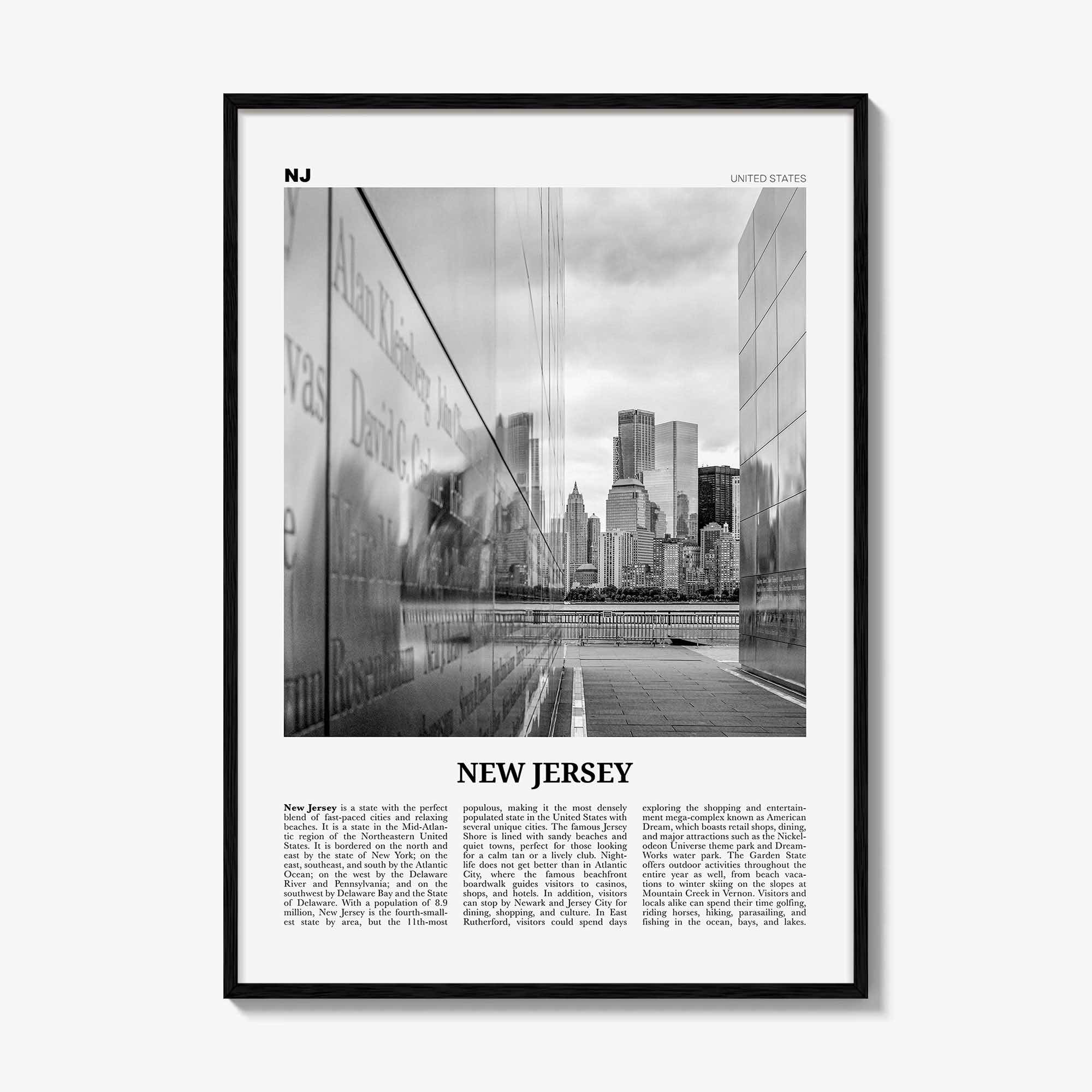 New Jersey Print Black and White No 3, New Jersey Wall Art, New Jersey Poster, New Jersey Photo, New Jersey Wall Decor, USA
