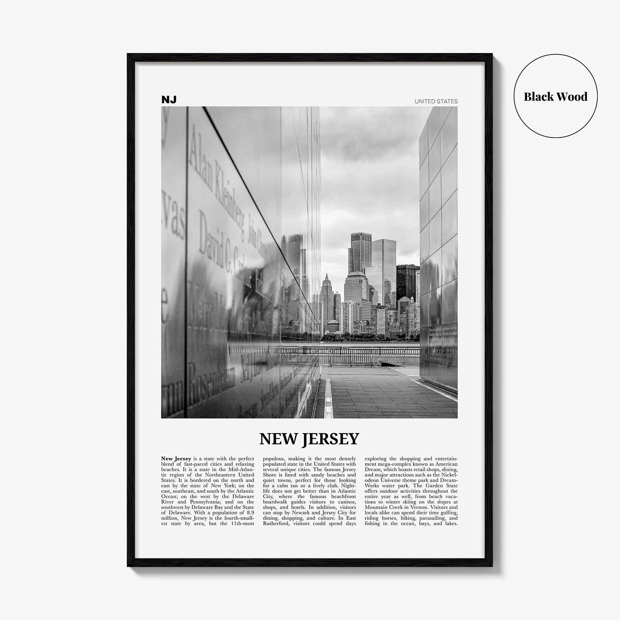 New Jersey Print Black and White No 3, New Jersey Wall Art, New Jersey Poster, New Jersey Photo, New Jersey Wall Decor, USA