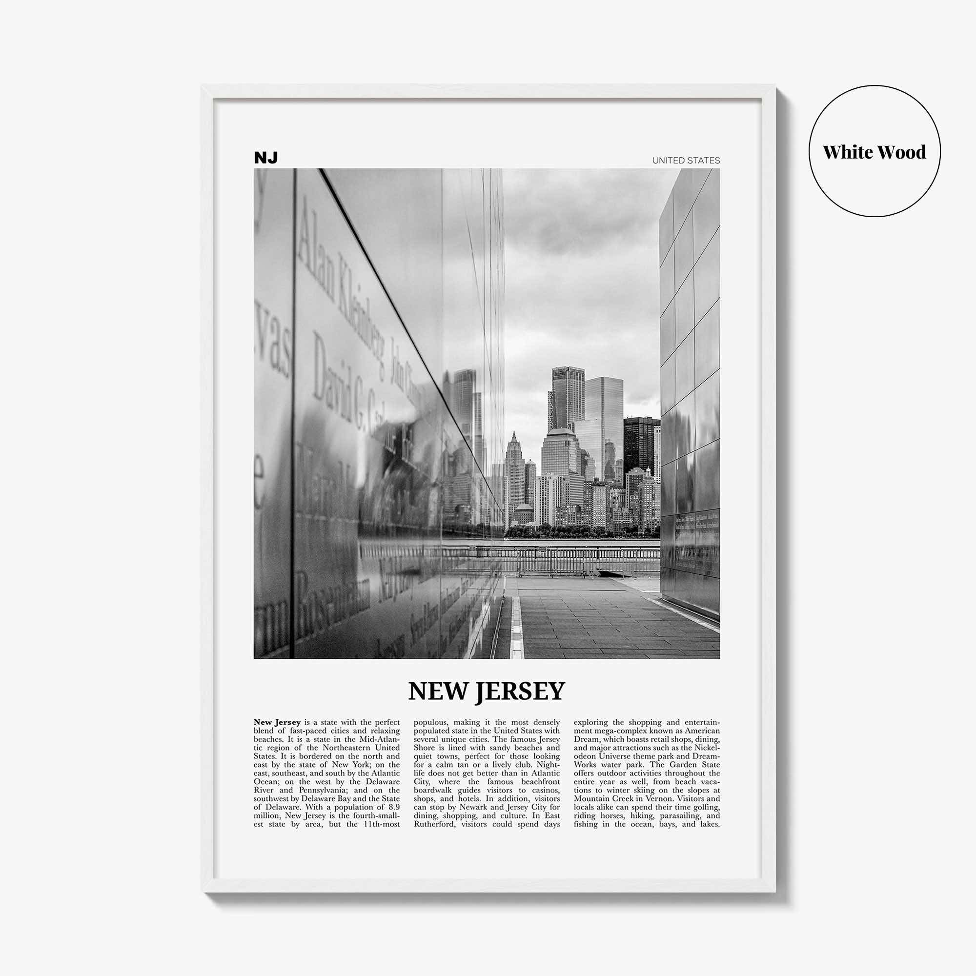 New Jersey Print Black and White No 3, New Jersey Wall Art, New Jersey Poster, New Jersey Photo, New Jersey Wall Decor, USA